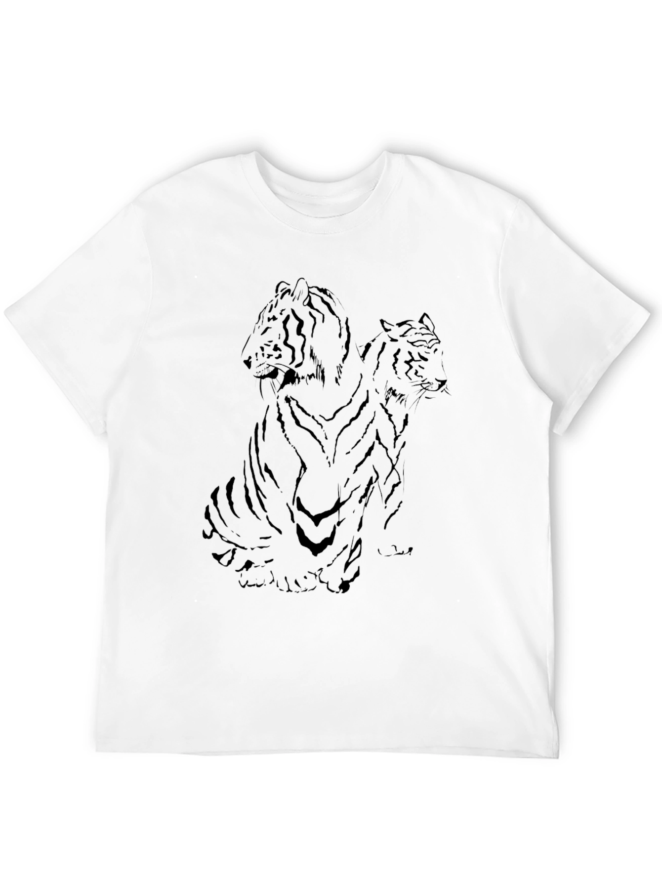 Two Tigers Graphic Print Black T-Shirt