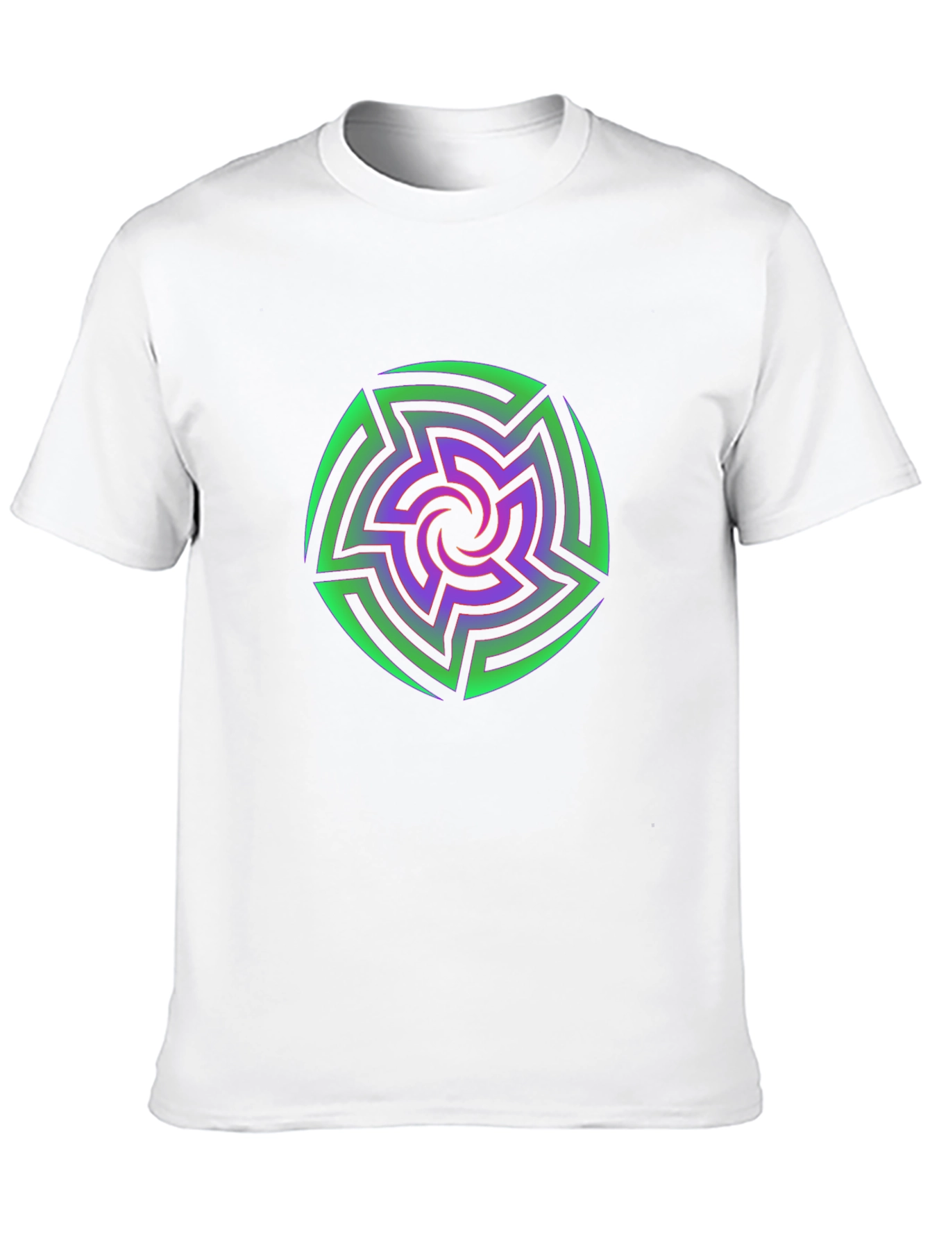 Vibrant Geometric Maze Print Black T-Shirt
