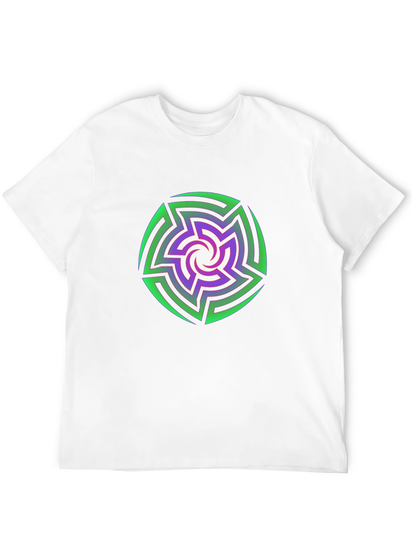 Vibrant Geometric Maze Print Black T-Shirt