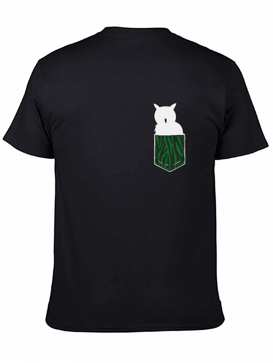 Owl in Pocket Graphic Tee - Mens Black T-Shirt