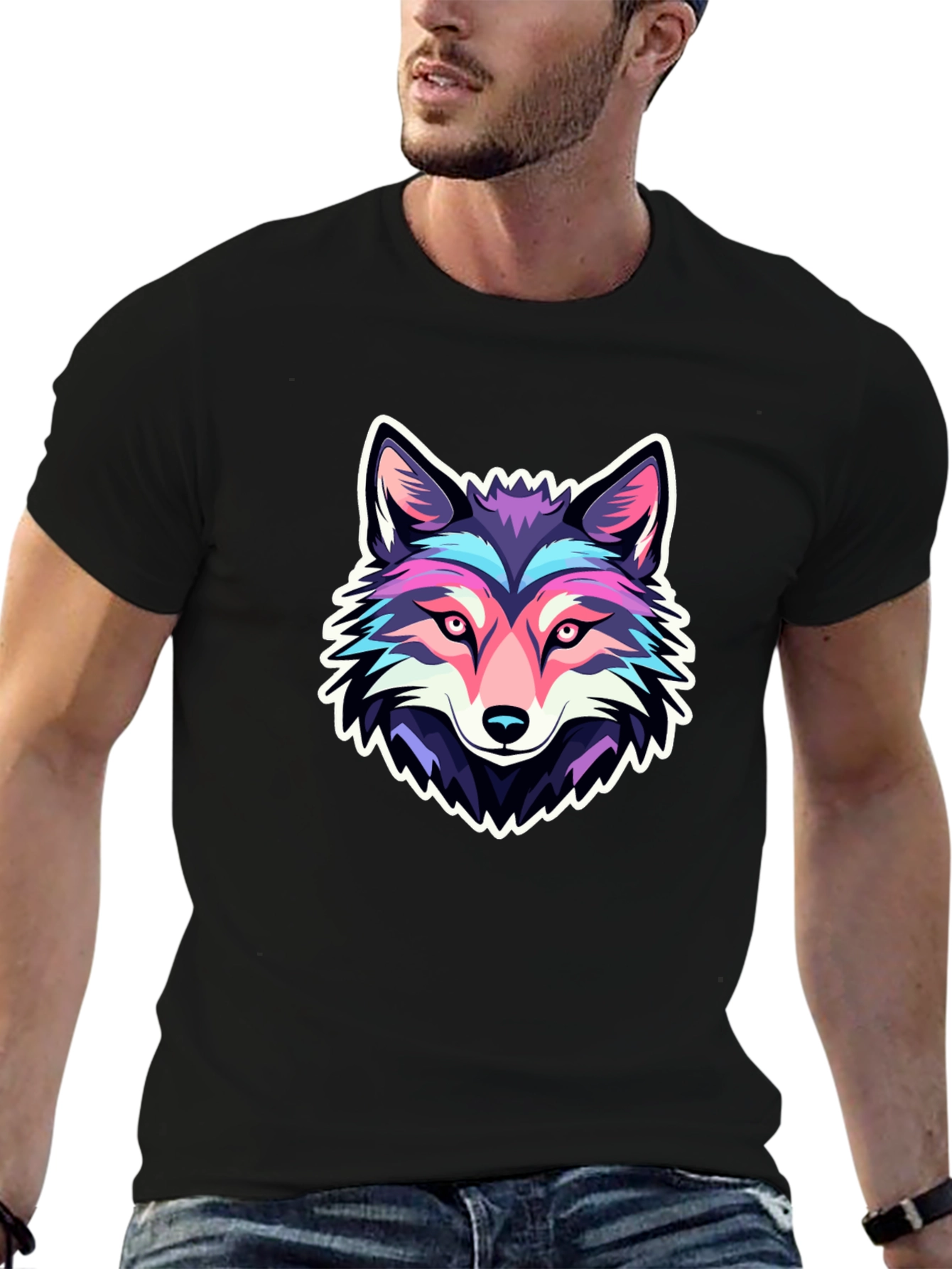 Cool Wolf Graphic Tee - Black