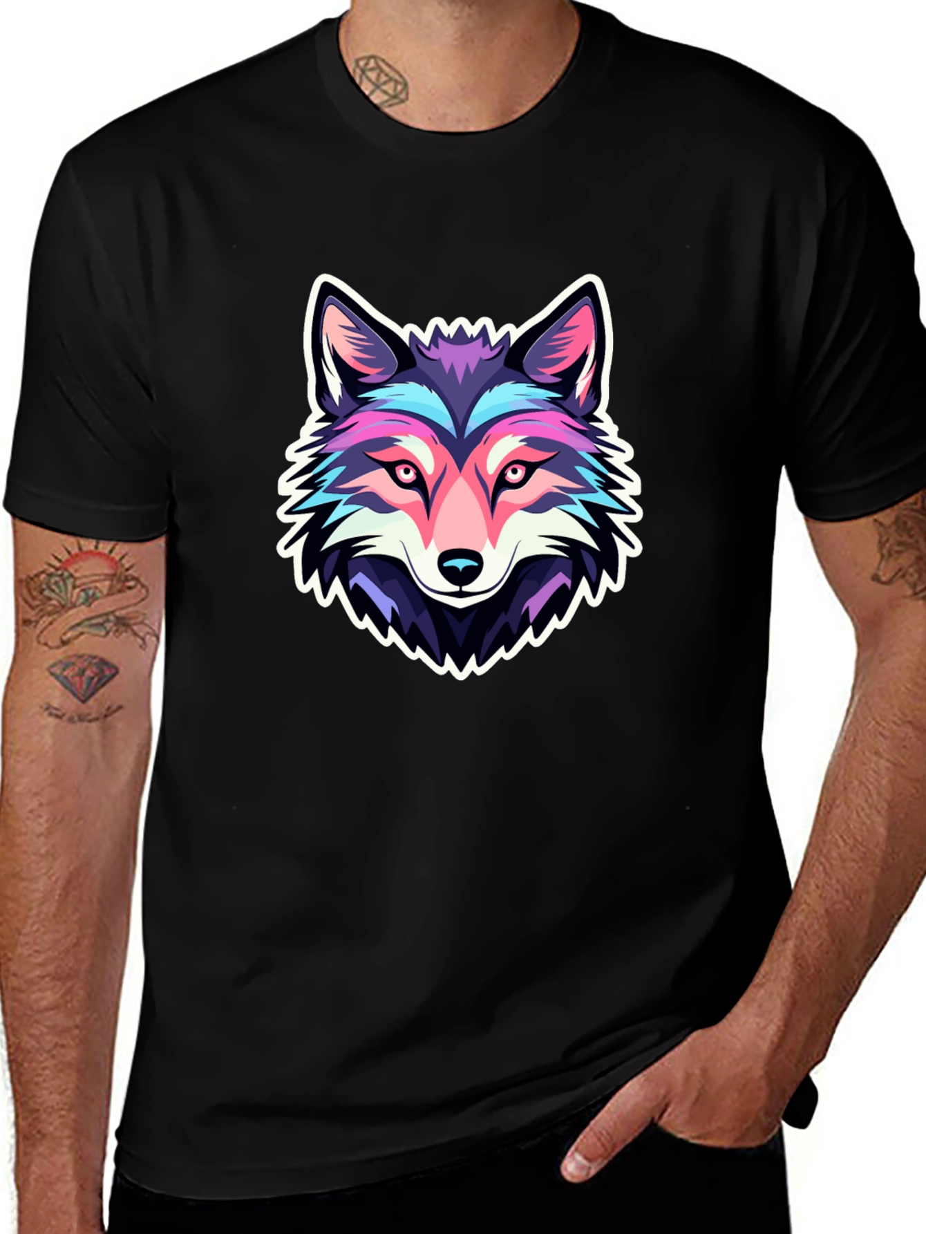Cool Wolf Graphic Tee - Black