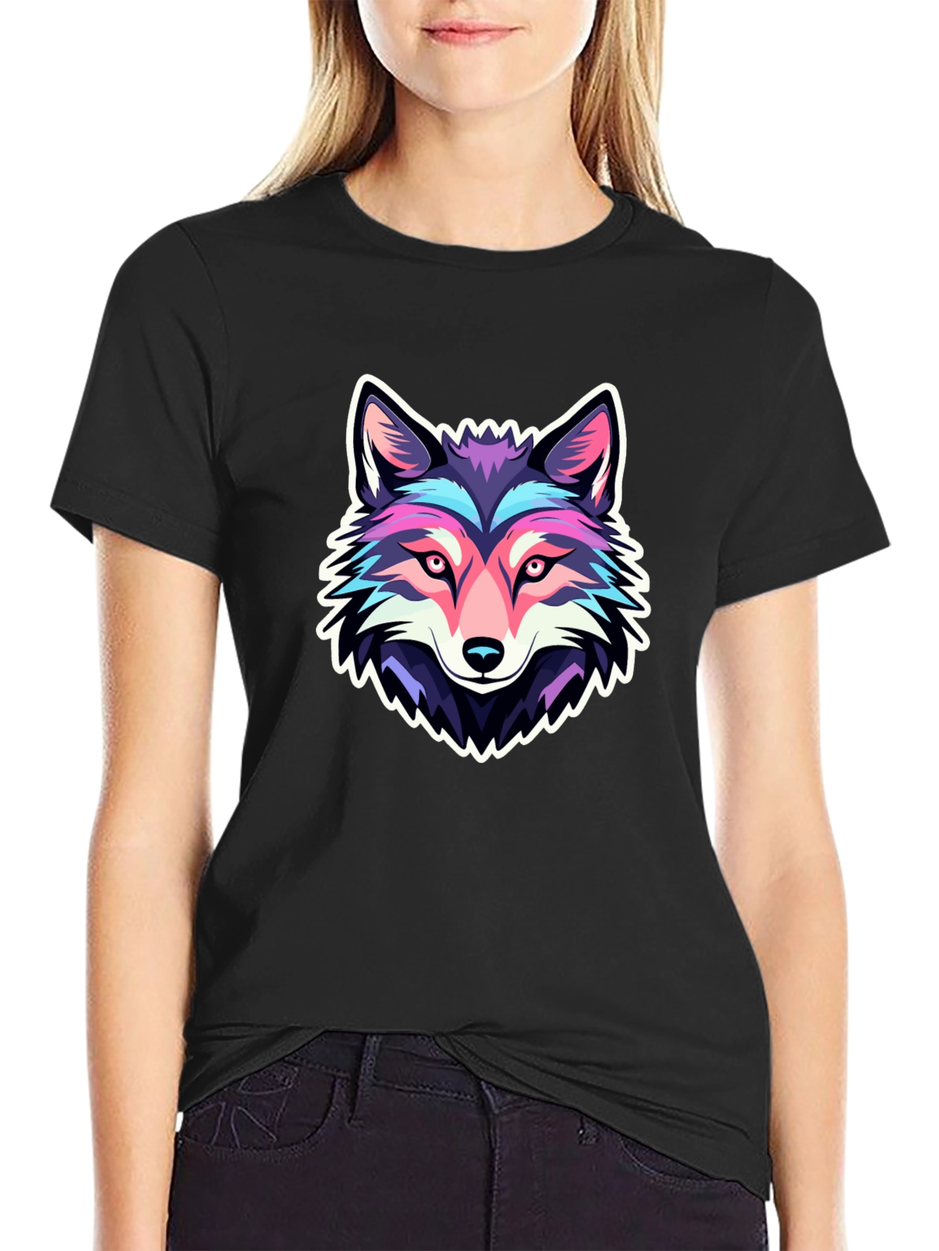 Cool Wolf Graphic Tee - Black
