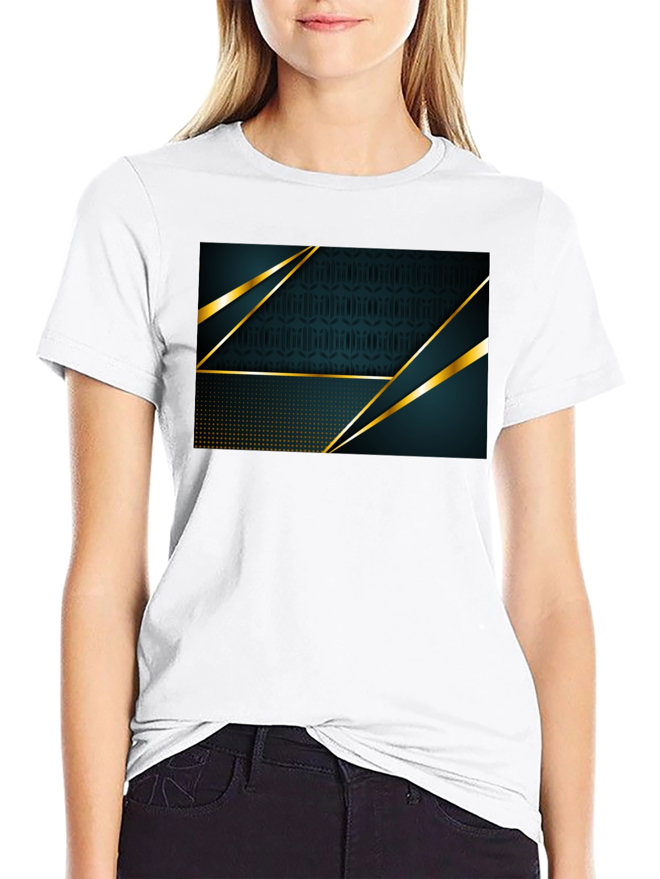 Stylish Black Tee with Geometric Design