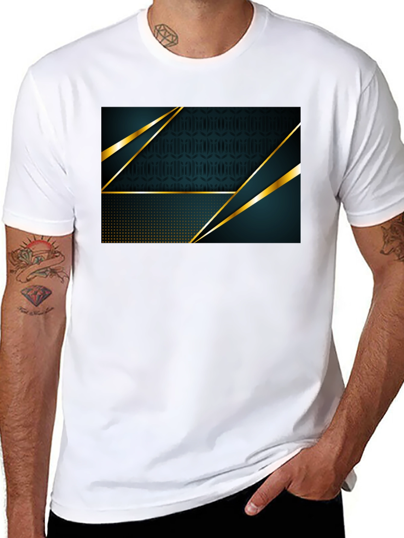 Stylish Black Tee with Geometric Design
