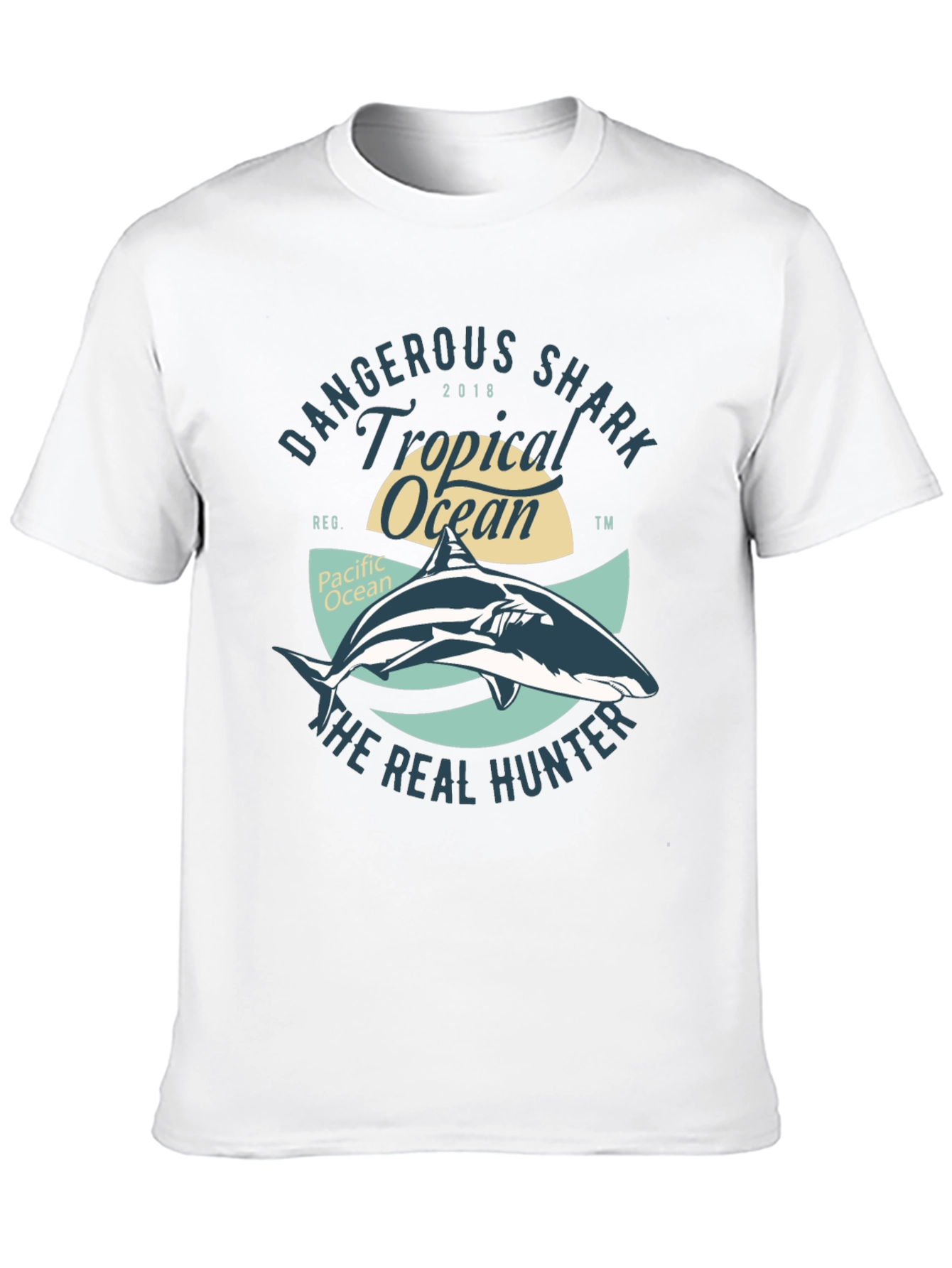 Dangerous Shark Tropical Ocean Black T-Shirt