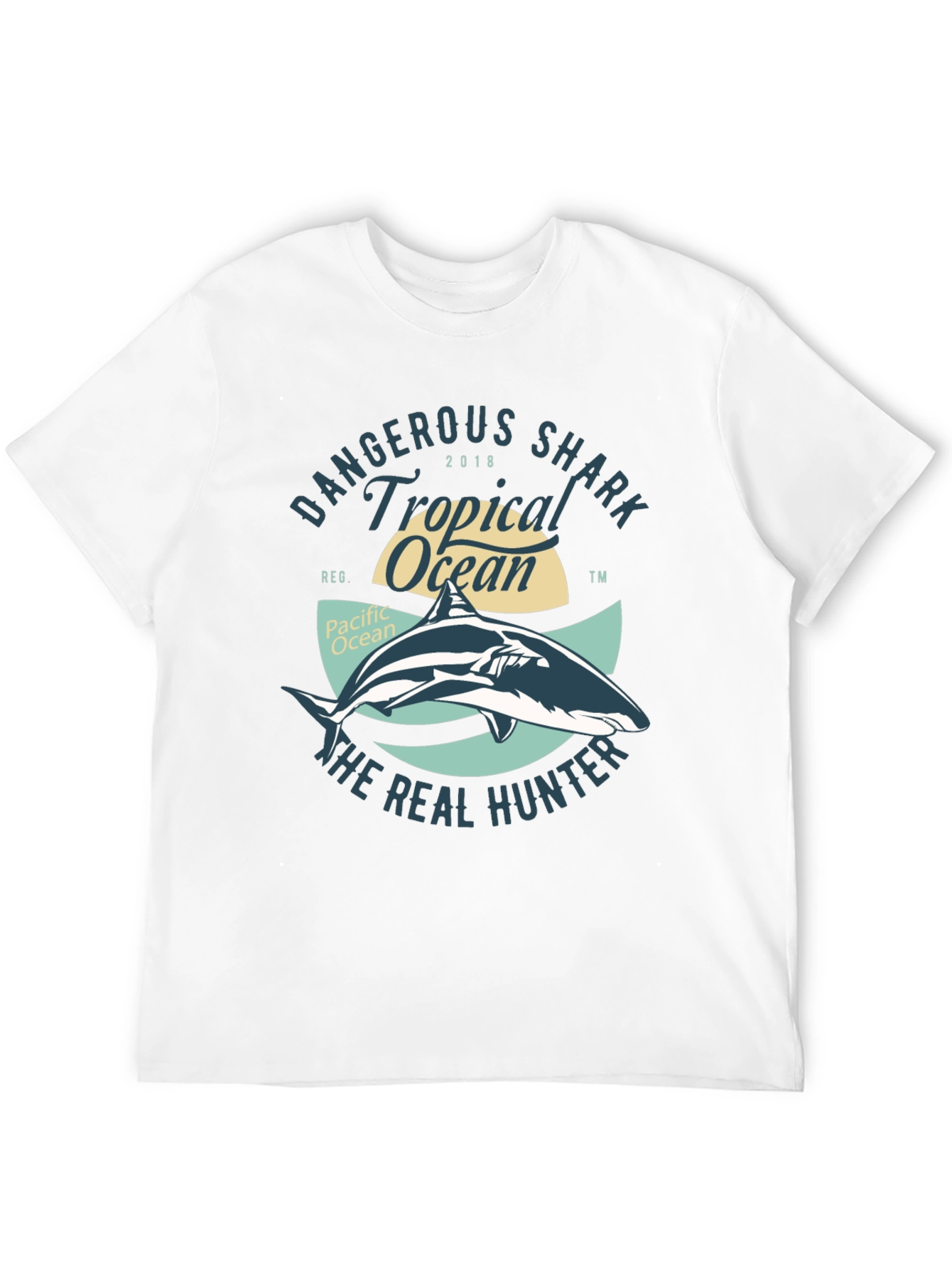 Dangerous Shark Tropical Ocean Black T-Shirt