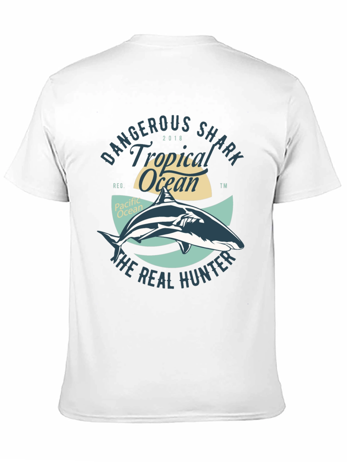Dangerous Shark Tropical Ocean Black T-Shirt