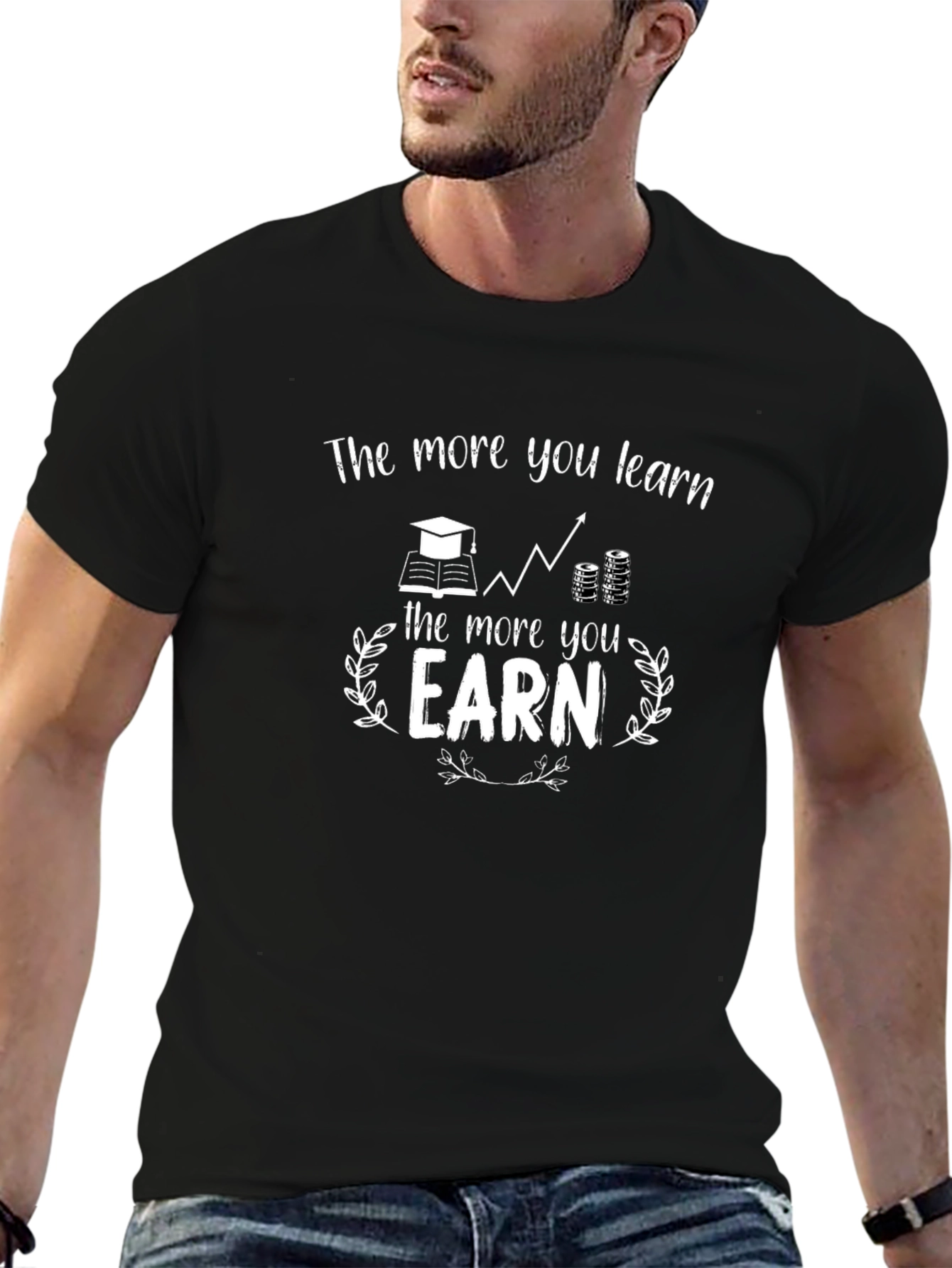 Learn & Earn Black Graphic Tee