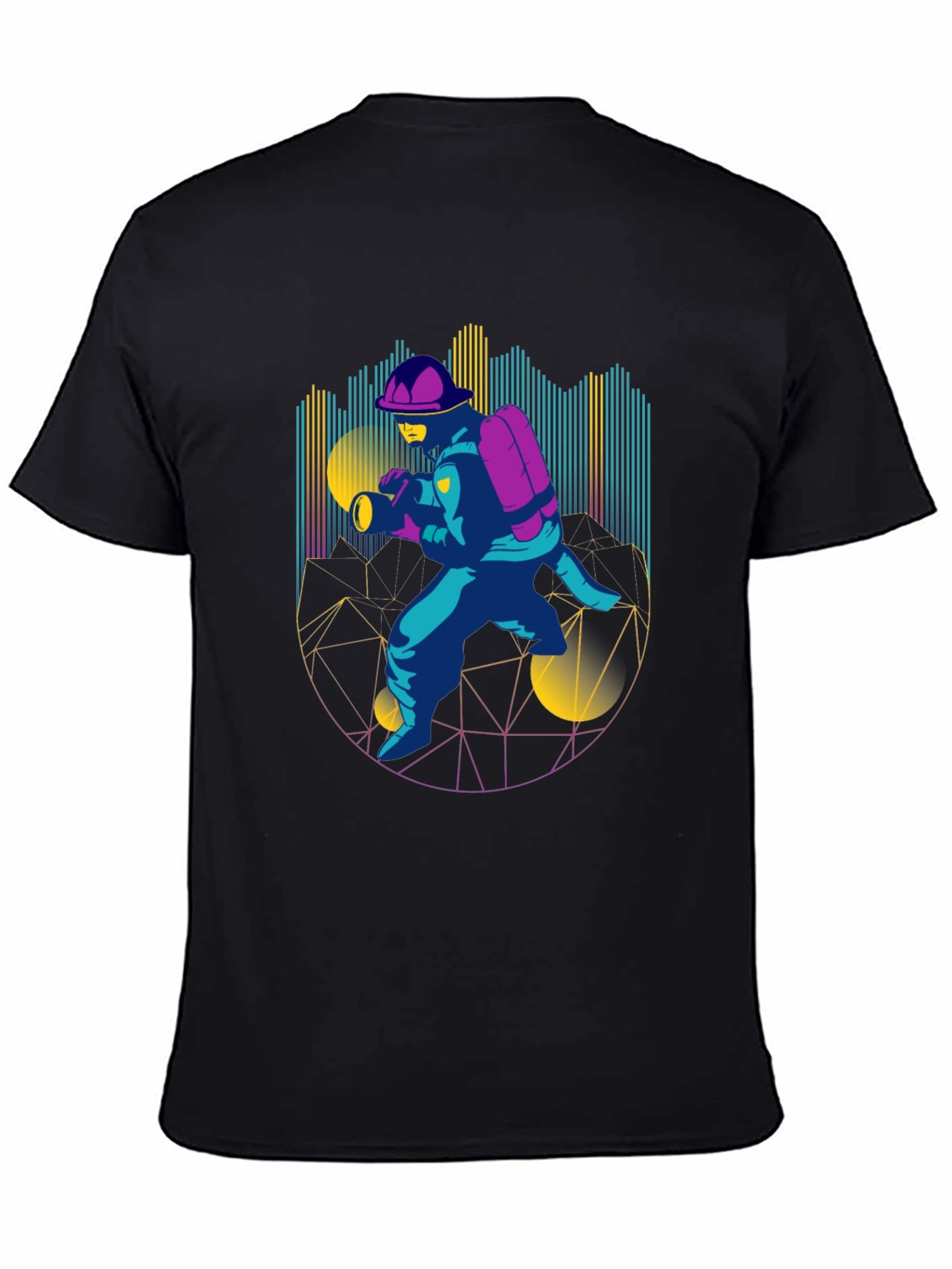 Retro Firefighter Graphic Tee - Black T-Shirt