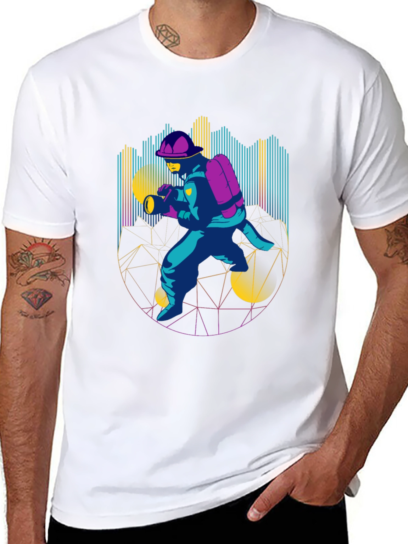 Retro Firefighter Graphic Tee - Black T-Shirt
