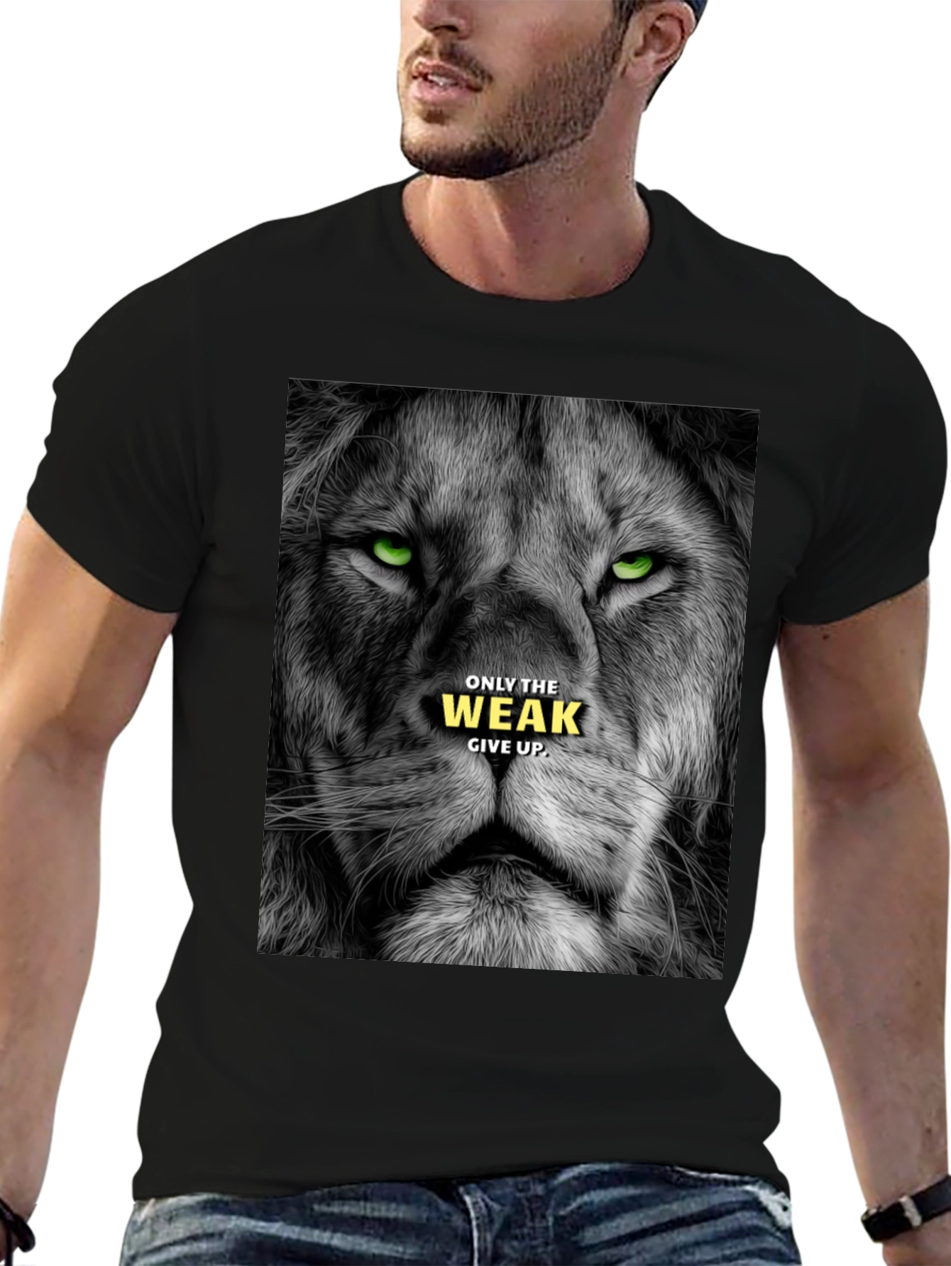Lion Graphic Tee: Only The Weak Give Up
