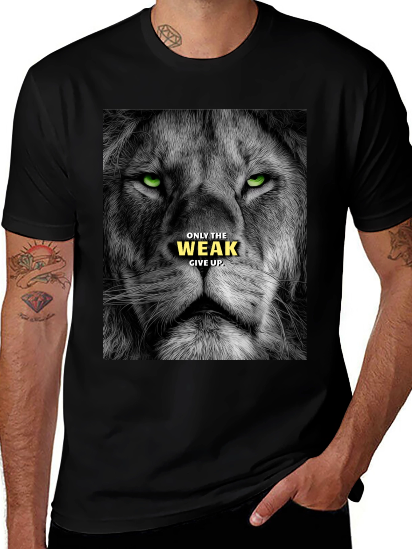 Lion Graphic Tee: Only The Weak Give Up