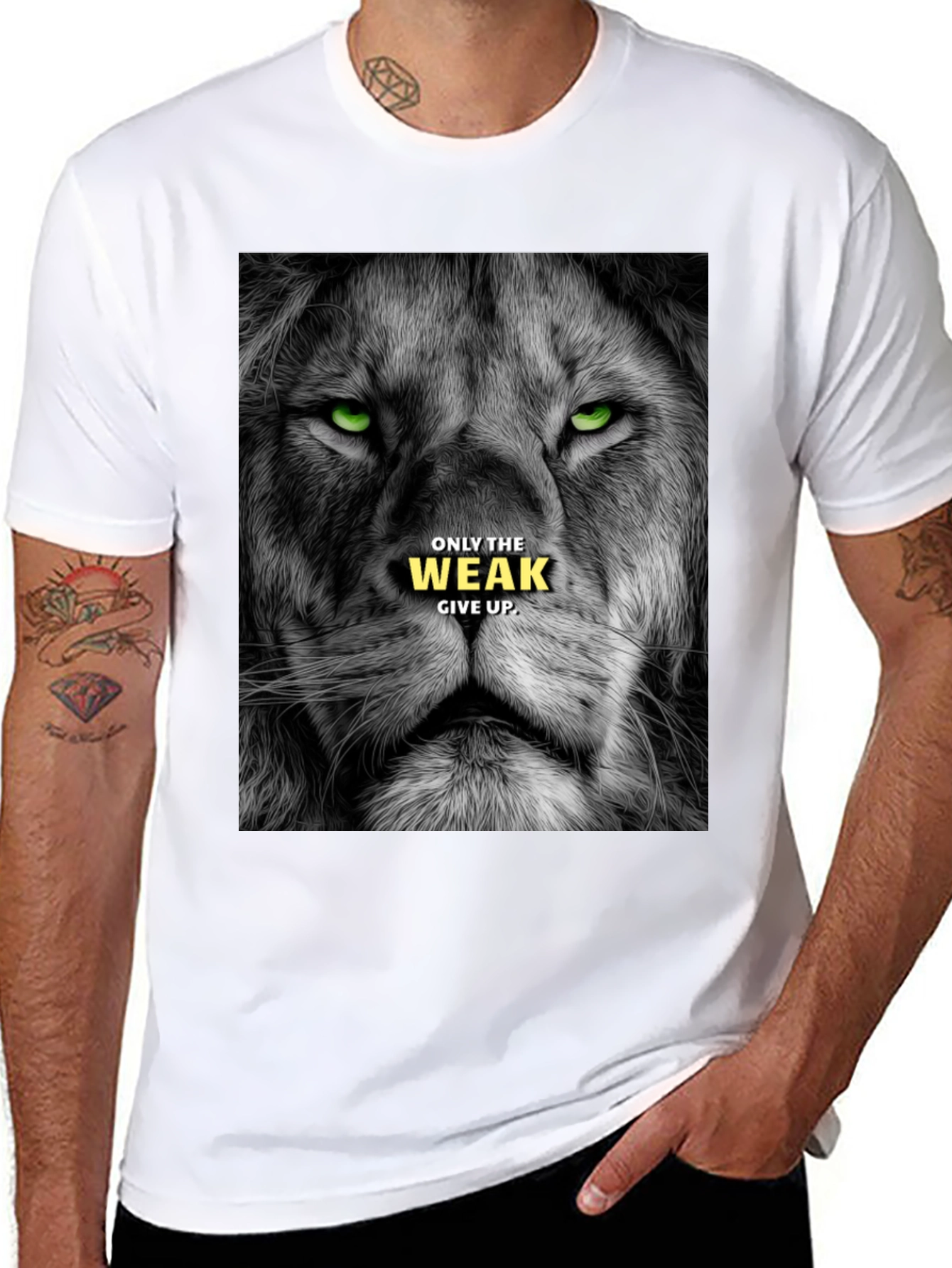 Lion Graphic Tee: Only The Weak Give Up