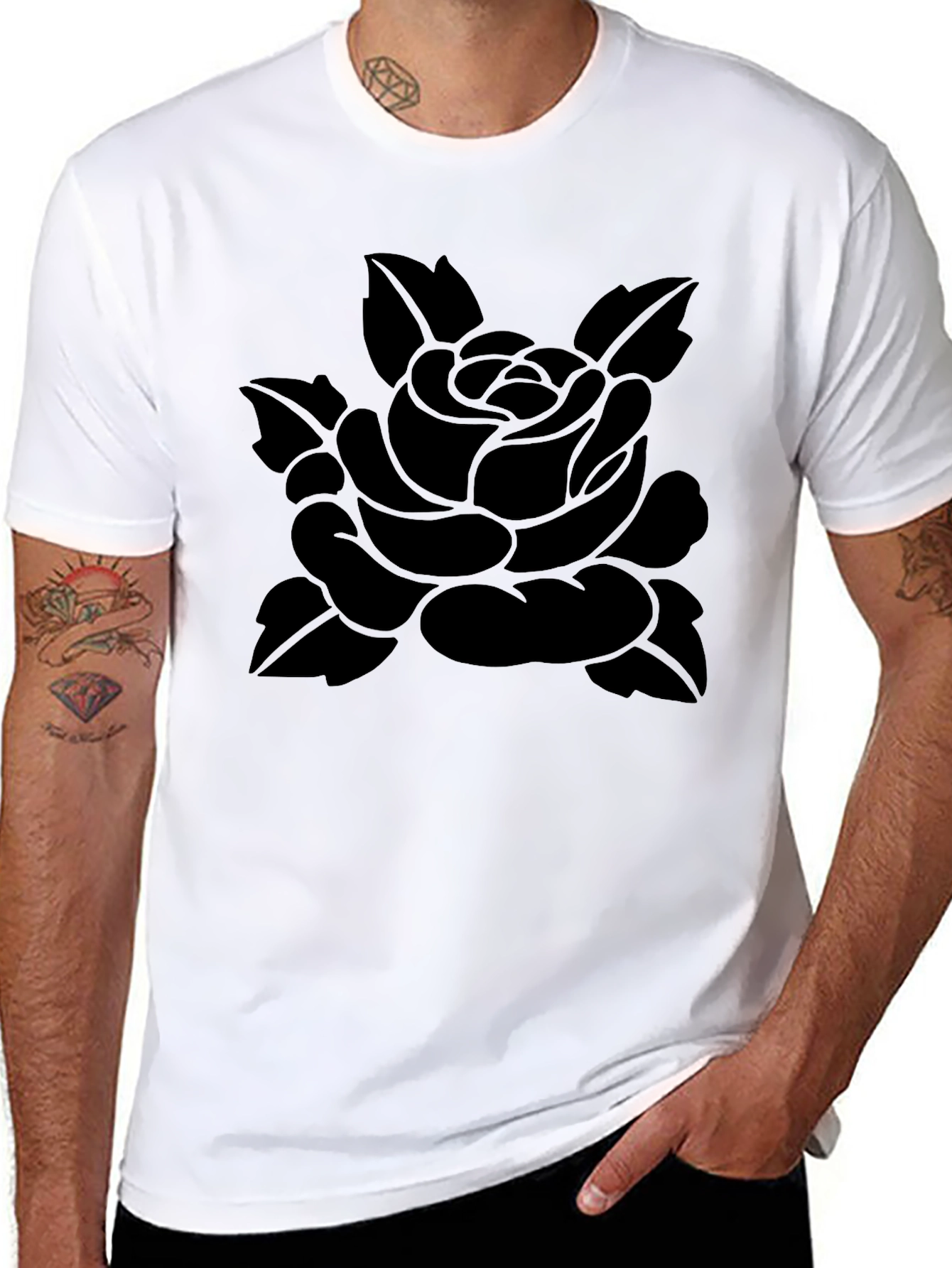 Black Rose Graphic Tee - Stylish Menswear