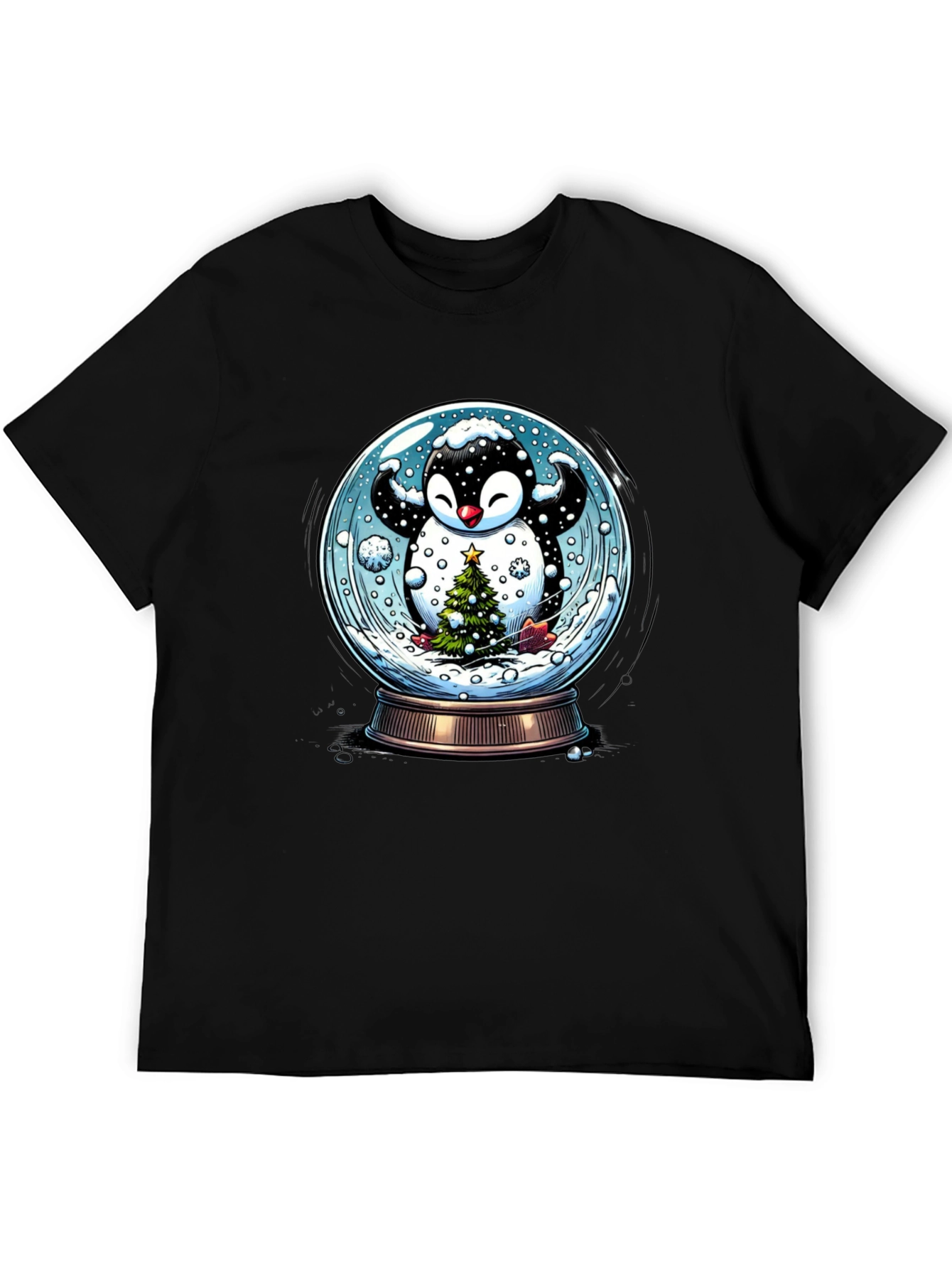 Festive Penguin Snow Globe Graphic Tee