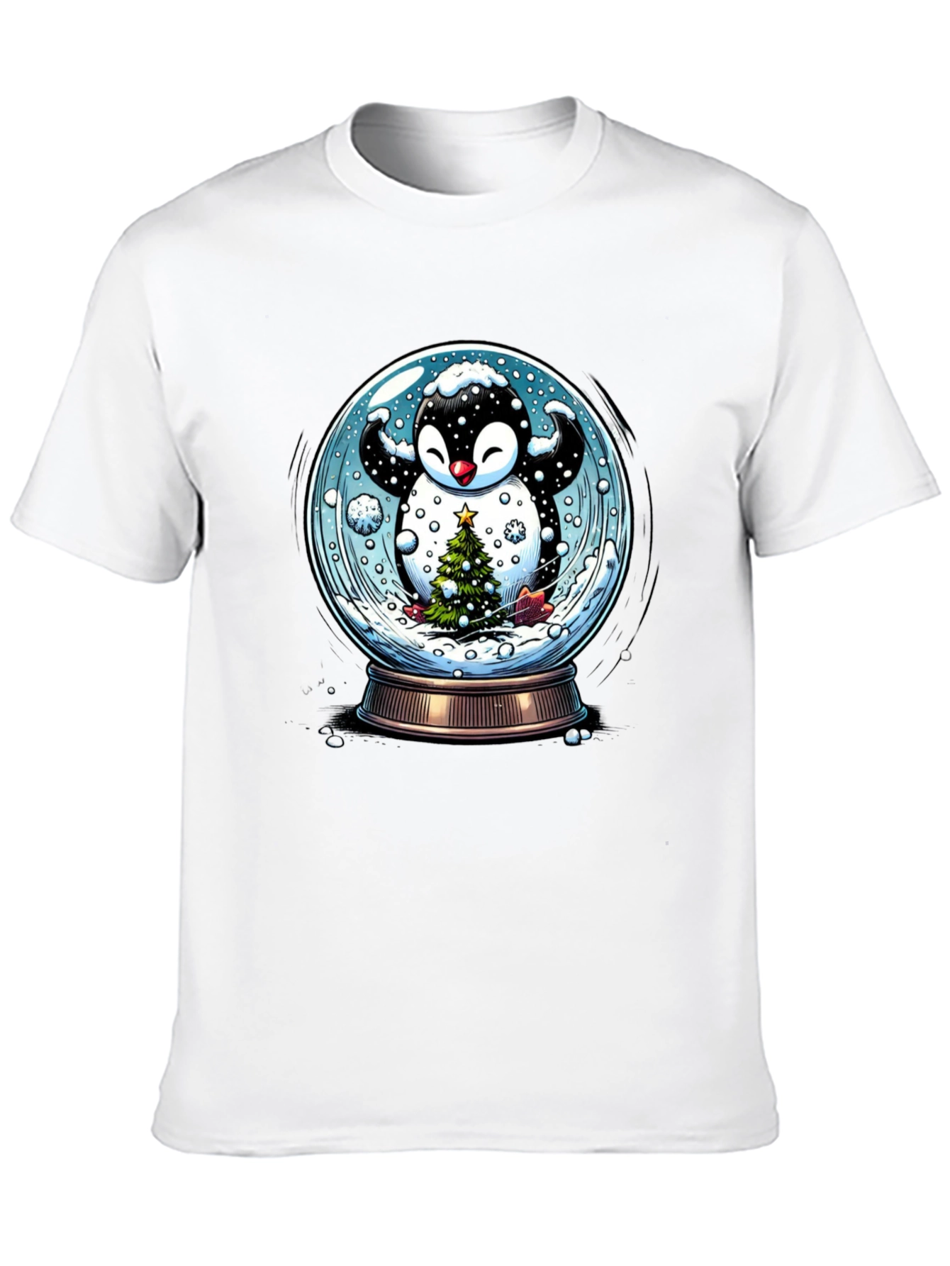 Festive Penguin Snow Globe Graphic Tee