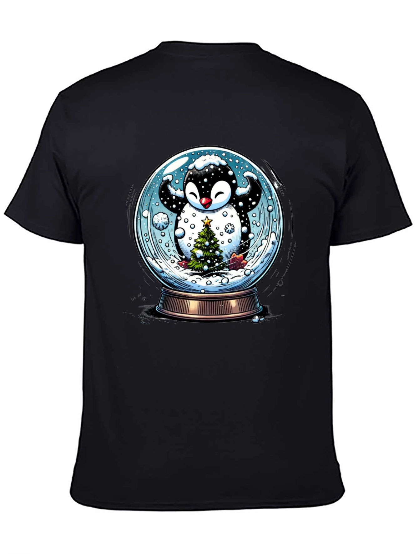 Festive Penguin Snow Globe Graphic Tee