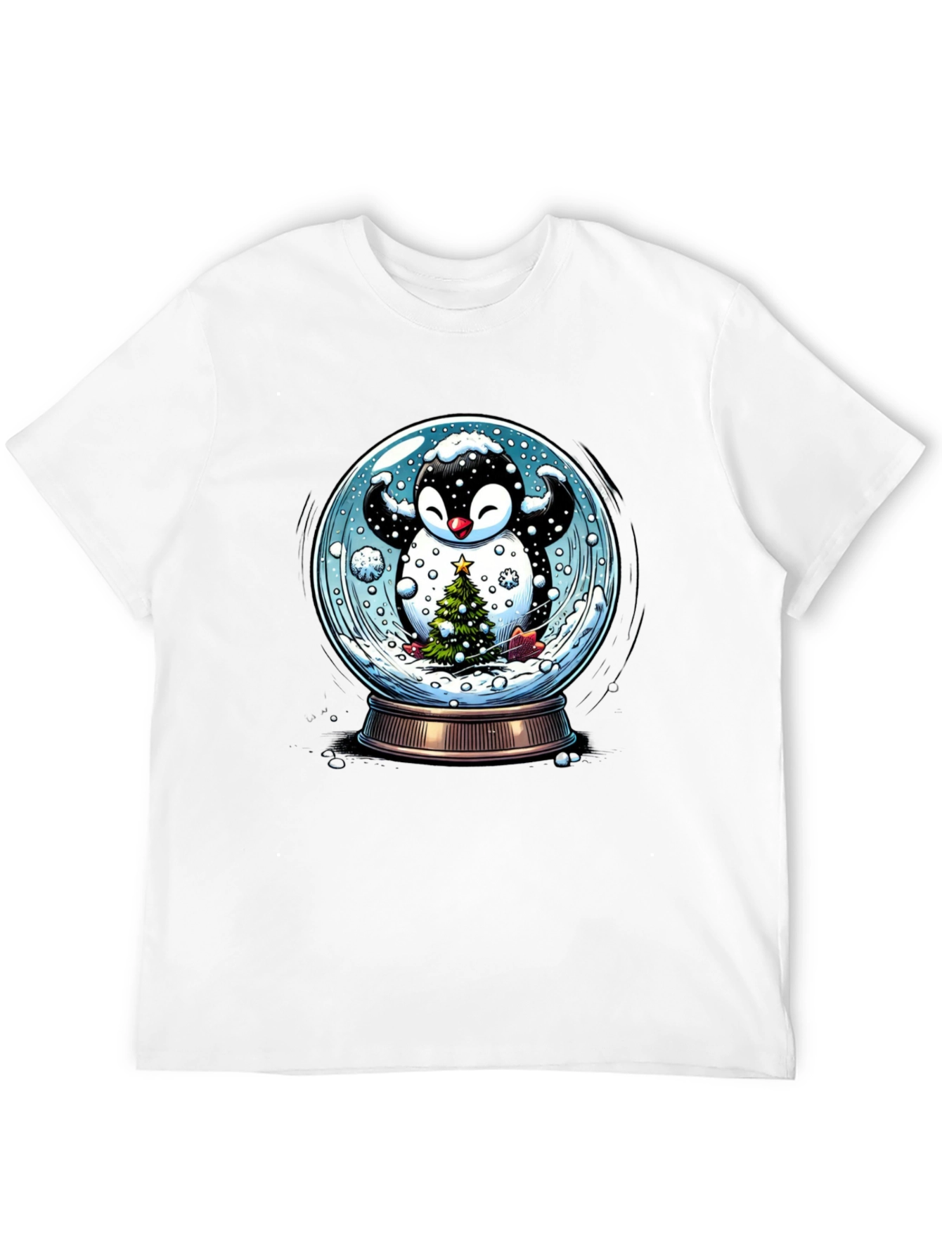 Festive Penguin Snow Globe Graphic Tee