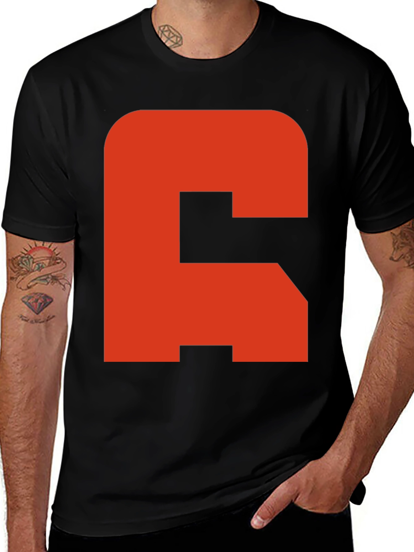 Bold Initial Tee - C Graphic Black T-Shirt