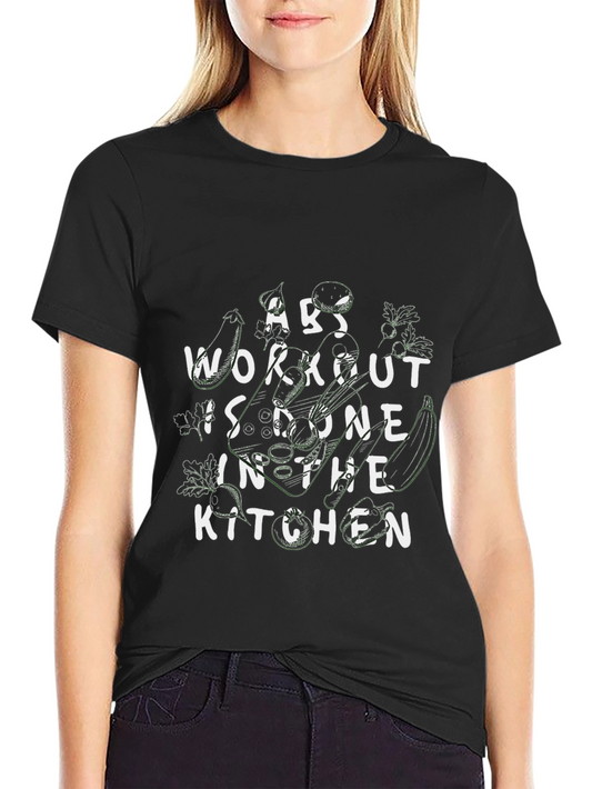 Abs Workout Kitchen Black Graphic T-Shirt