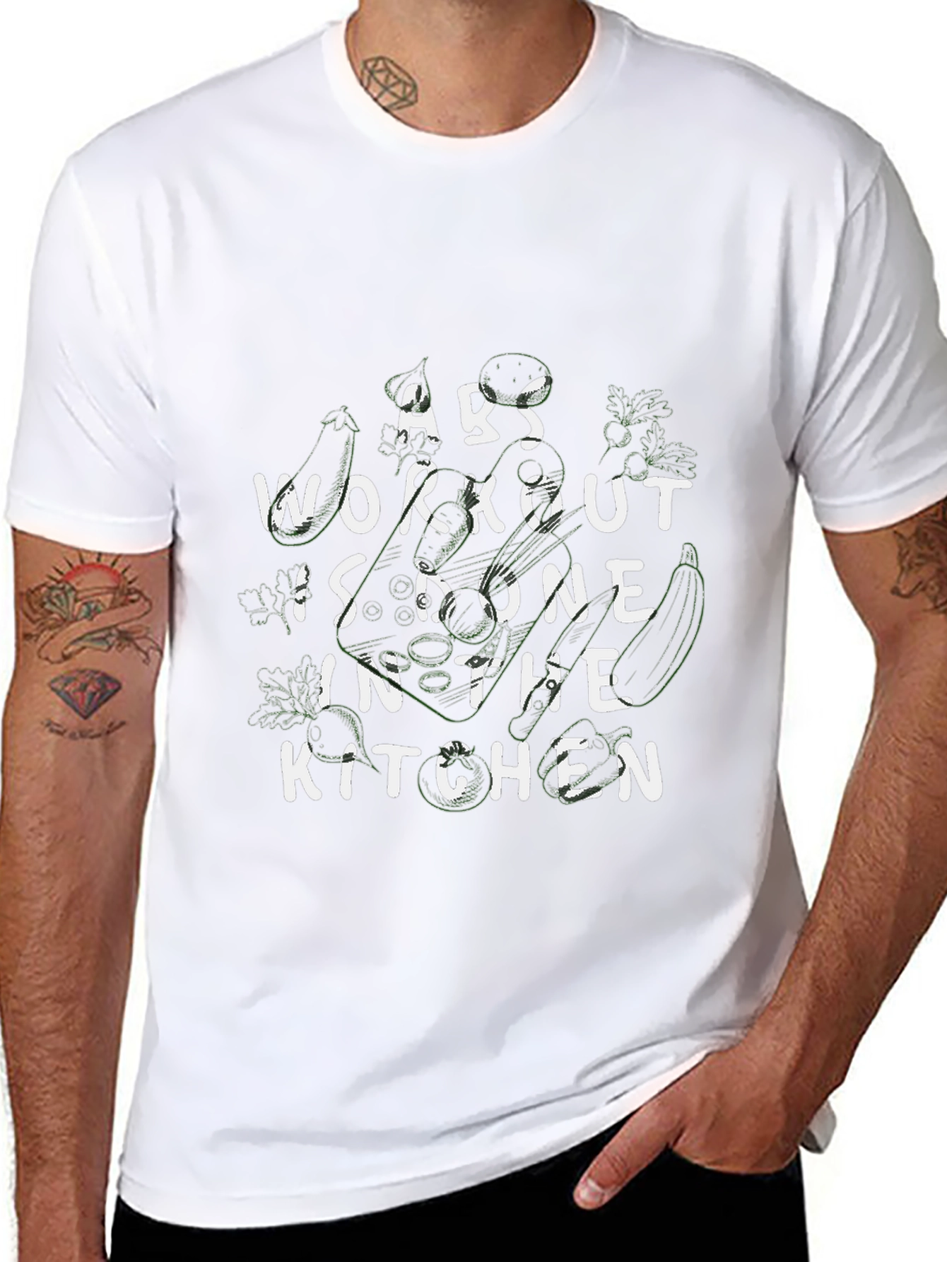 Abs Workout Kitchen Black Graphic T-Shirt