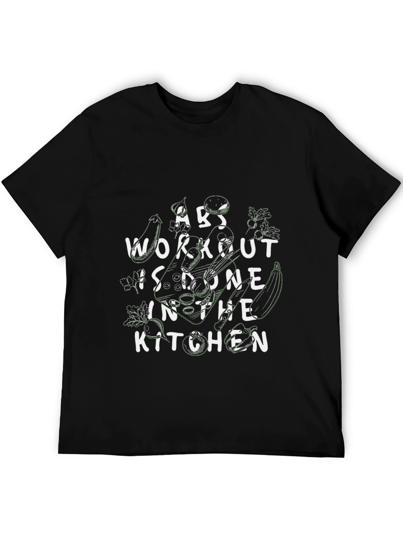 Abs Workout Kitchen Black Graphic T-Shirt