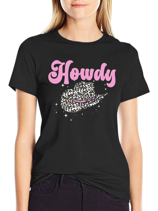 Howdy Leopard Cowboy Hat Graphic Tee