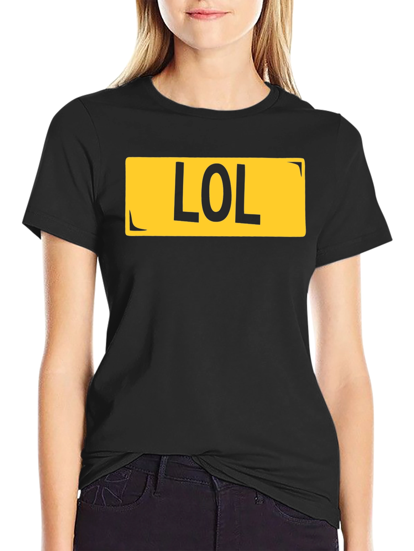 LOL License Plate Style Black T-Shirt