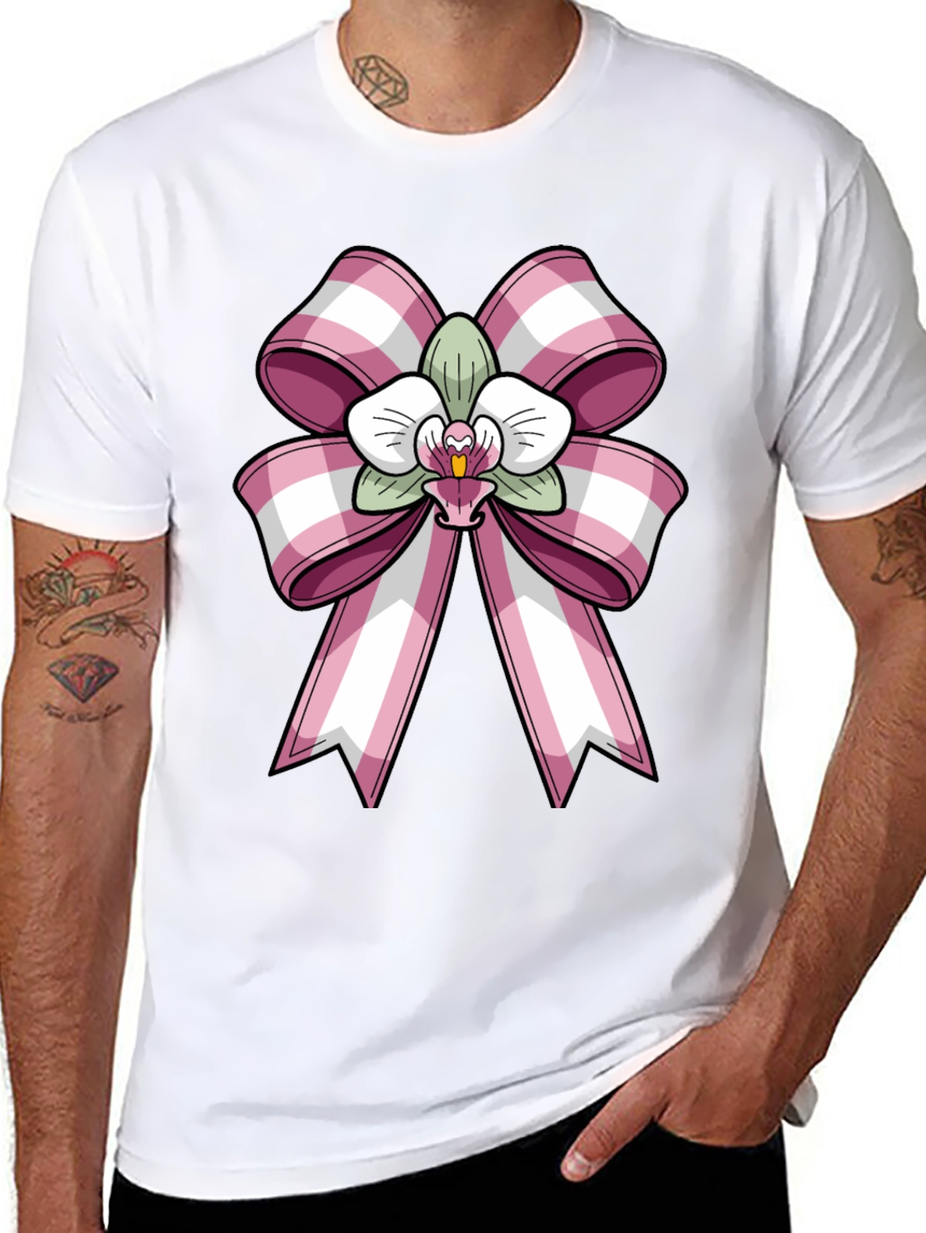 Orchid Bow Graphic Tee - Stylish Casual Wear