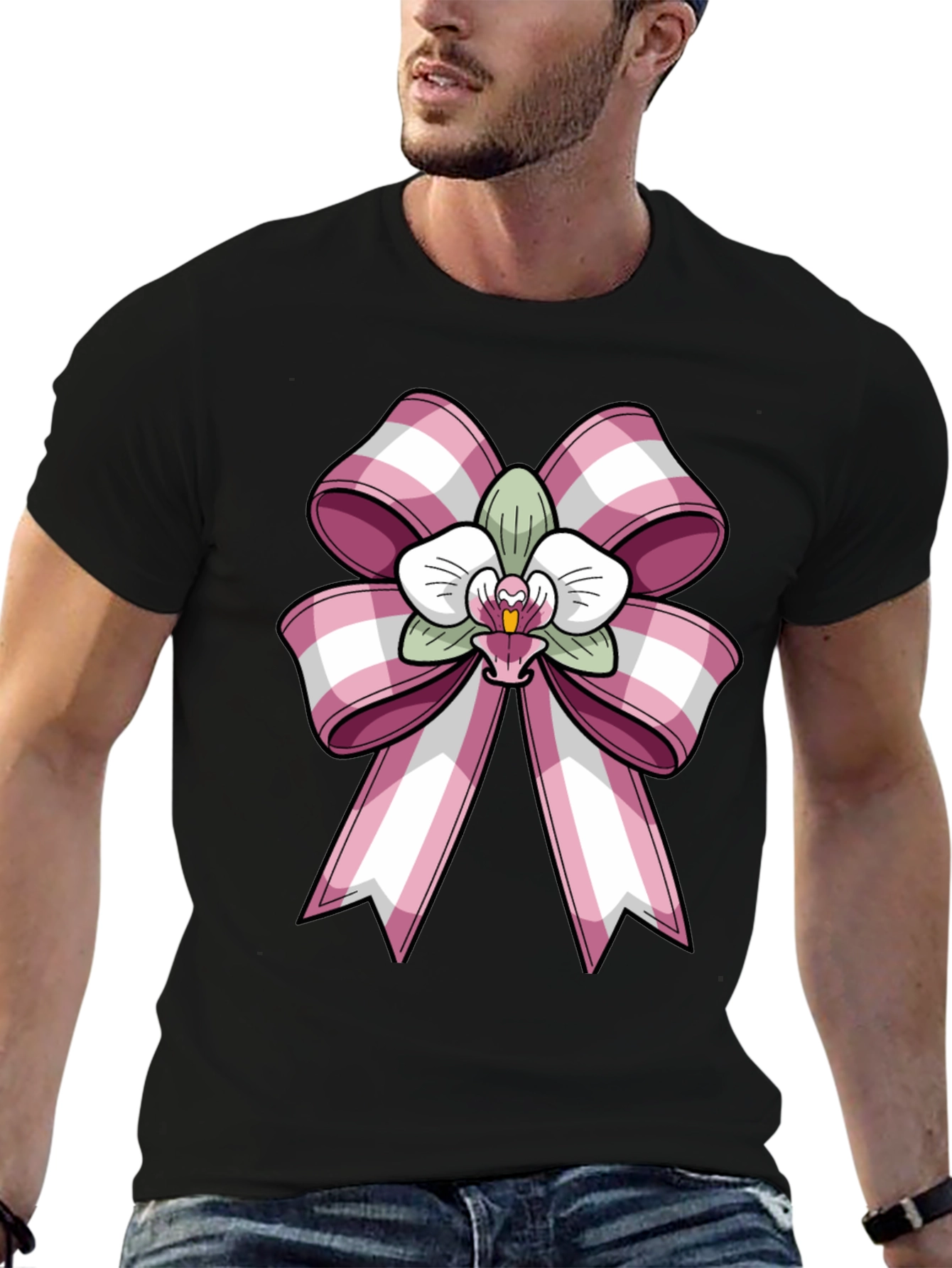 Orchid Bow Graphic Tee - Stylish Casual Wear