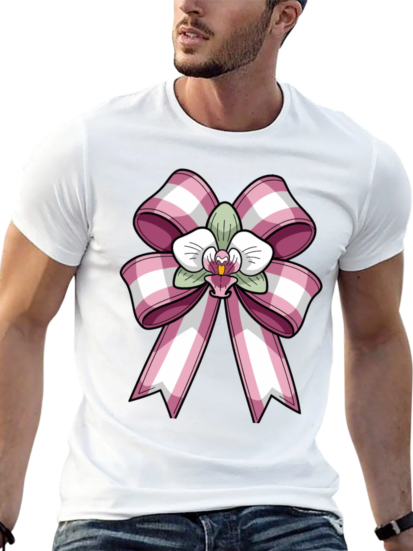 Orchid Bow Graphic Tee - Stylish Casual Wear