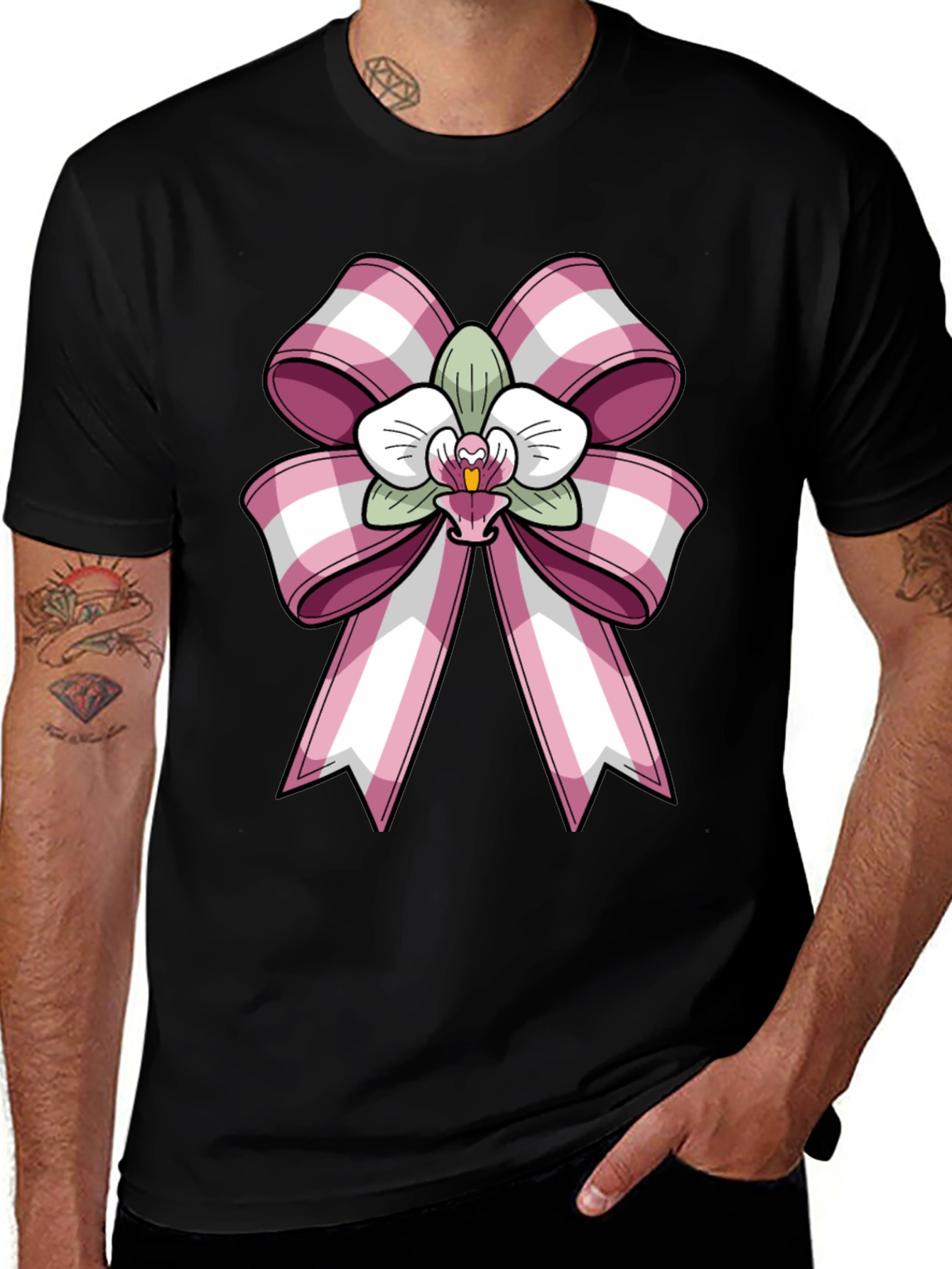 Orchid Bow Graphic Tee - Stylish Casual Wear