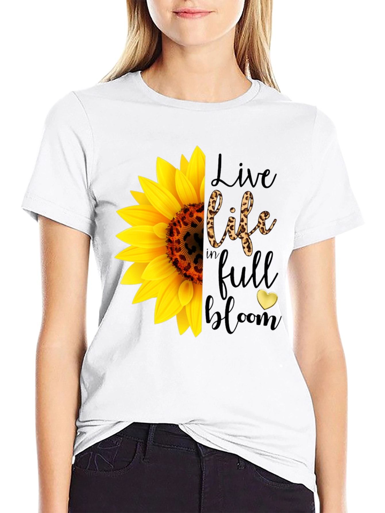 Sunflower Graphic Tee - Live Life in Full Bloom