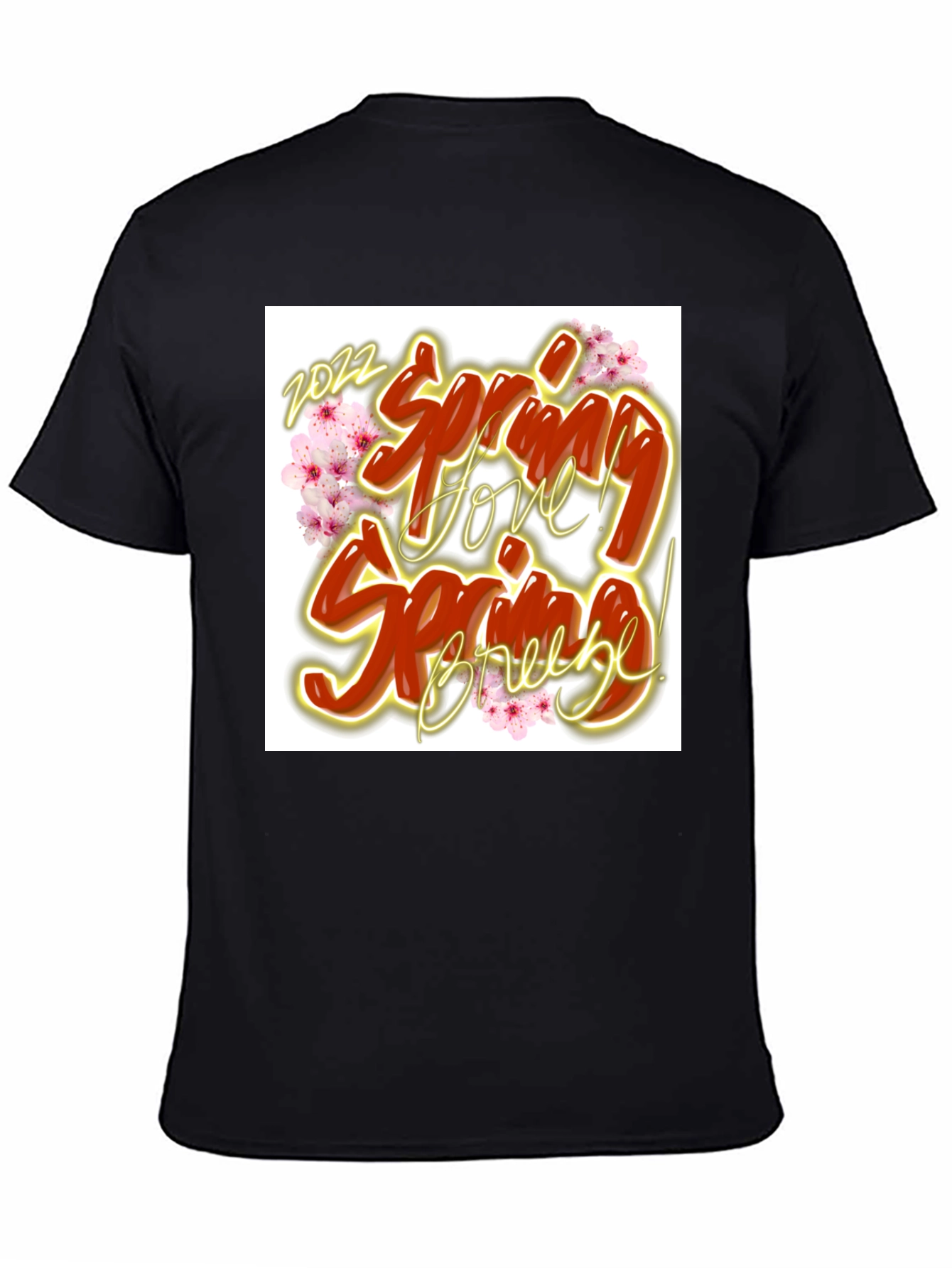 Spring Love Breeze Black Graphic T-Shirt