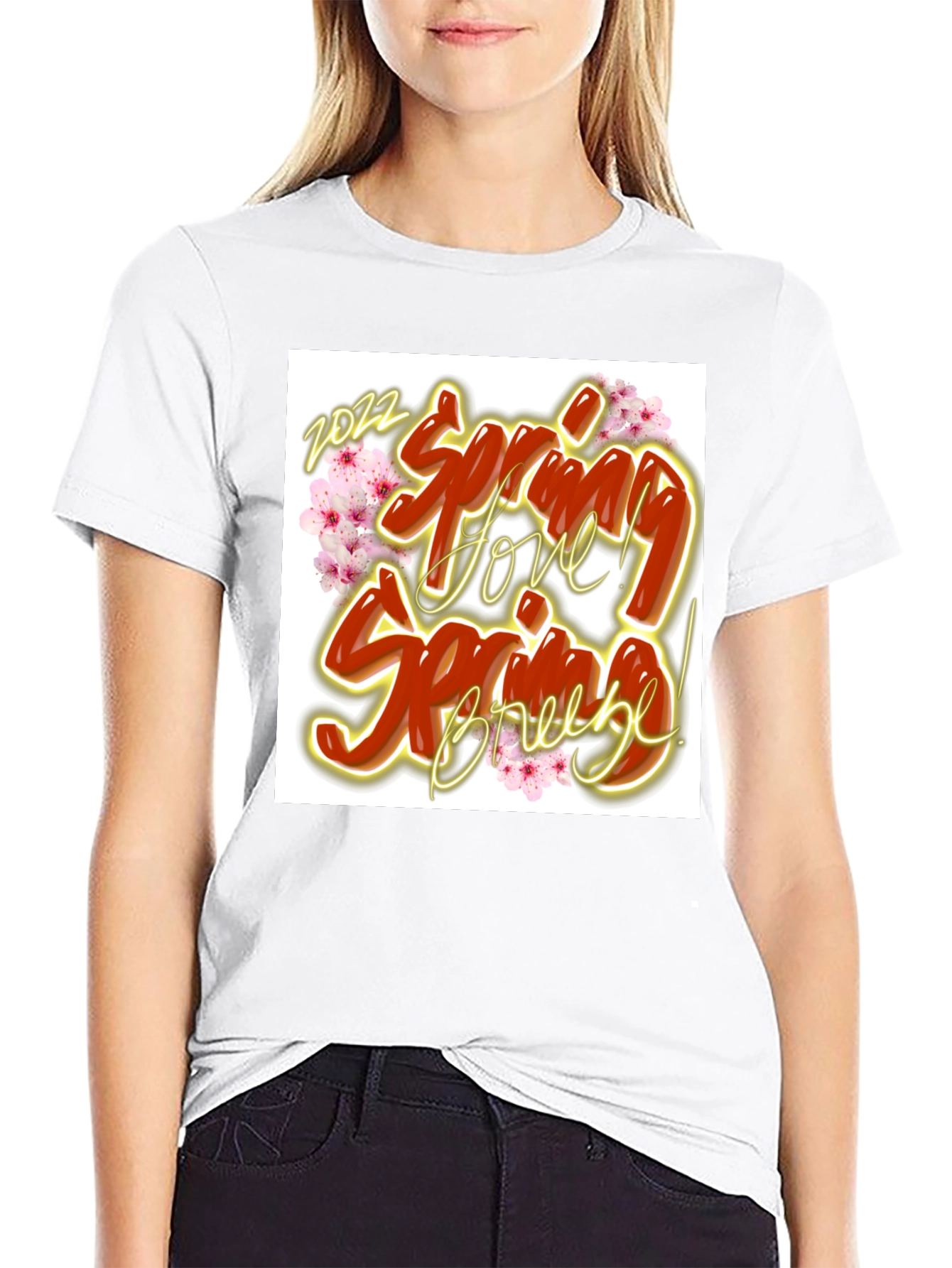 Spring Love Breeze Black Graphic T-Shirt