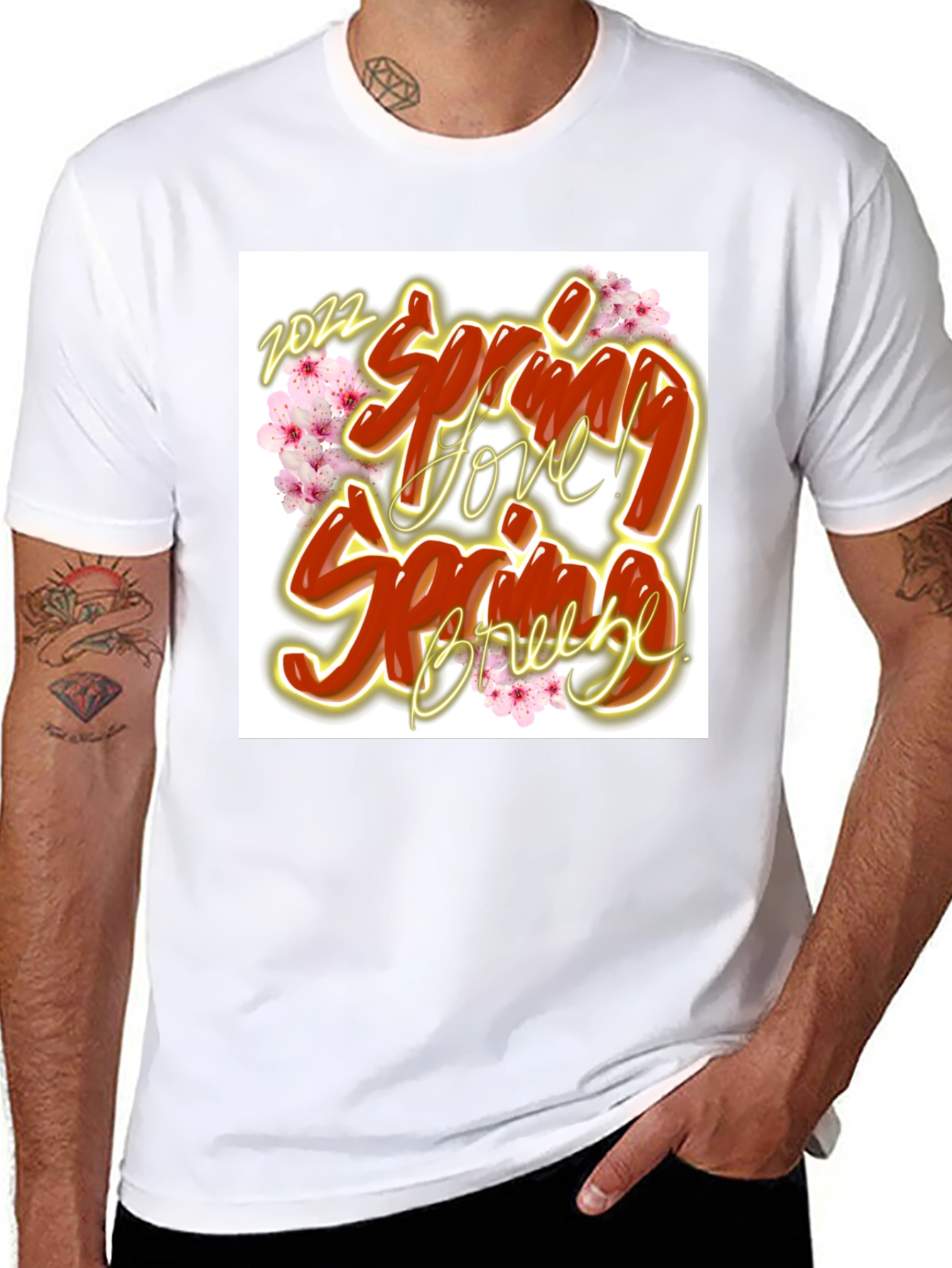 Spring Love Breeze Black Graphic T-Shirt