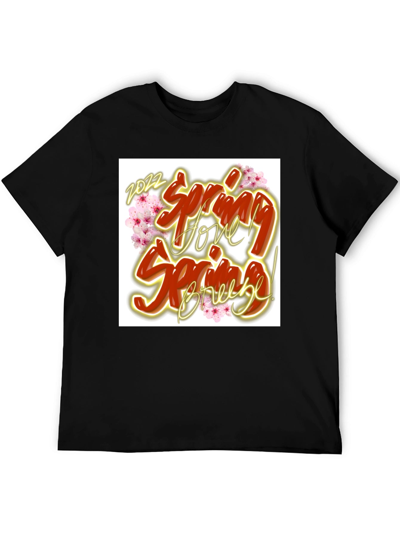 Spring Love Breeze Black Graphic T-Shirt