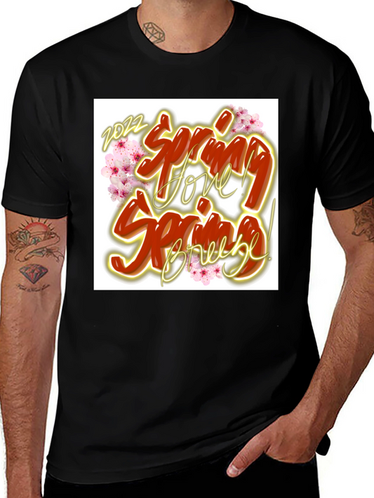 Spring Love Breeze Black Graphic T-Shirt