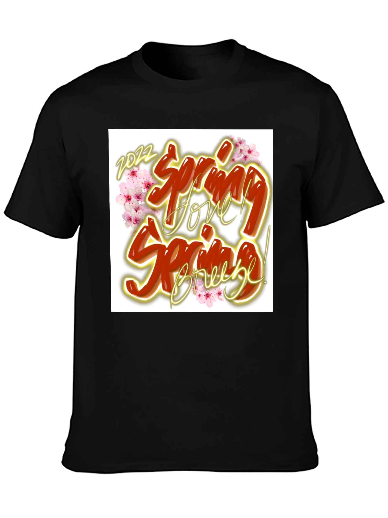 Spring Love Breeze Black Graphic T-Shirt