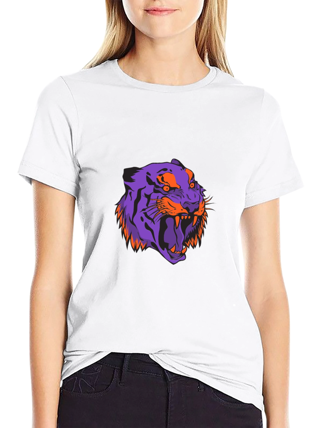 Bold Tiger Graphic Tee - Black Cotton Blend
