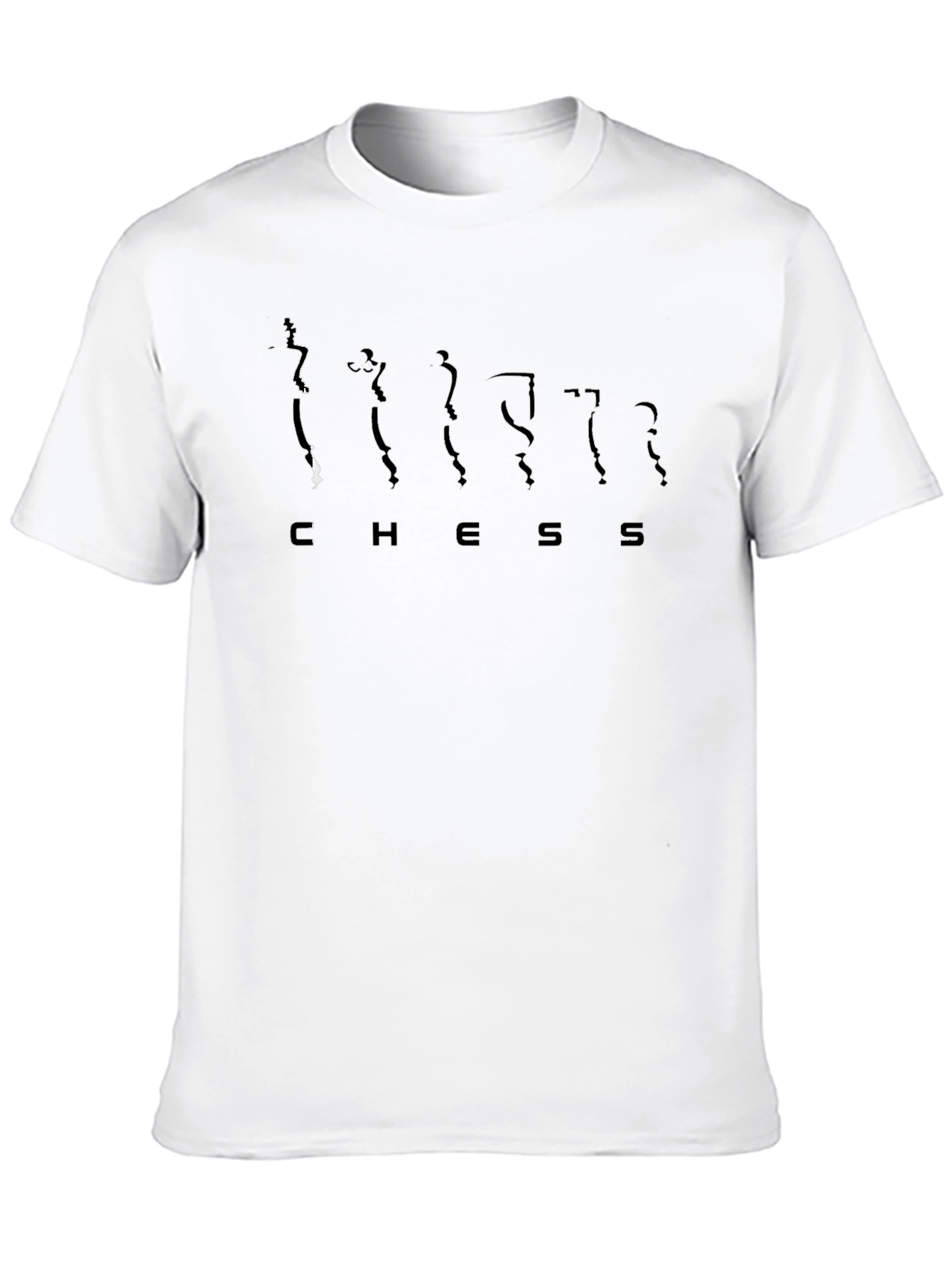 Chess Piece Silhouette Graphic Tee - Black Cotton Shirt