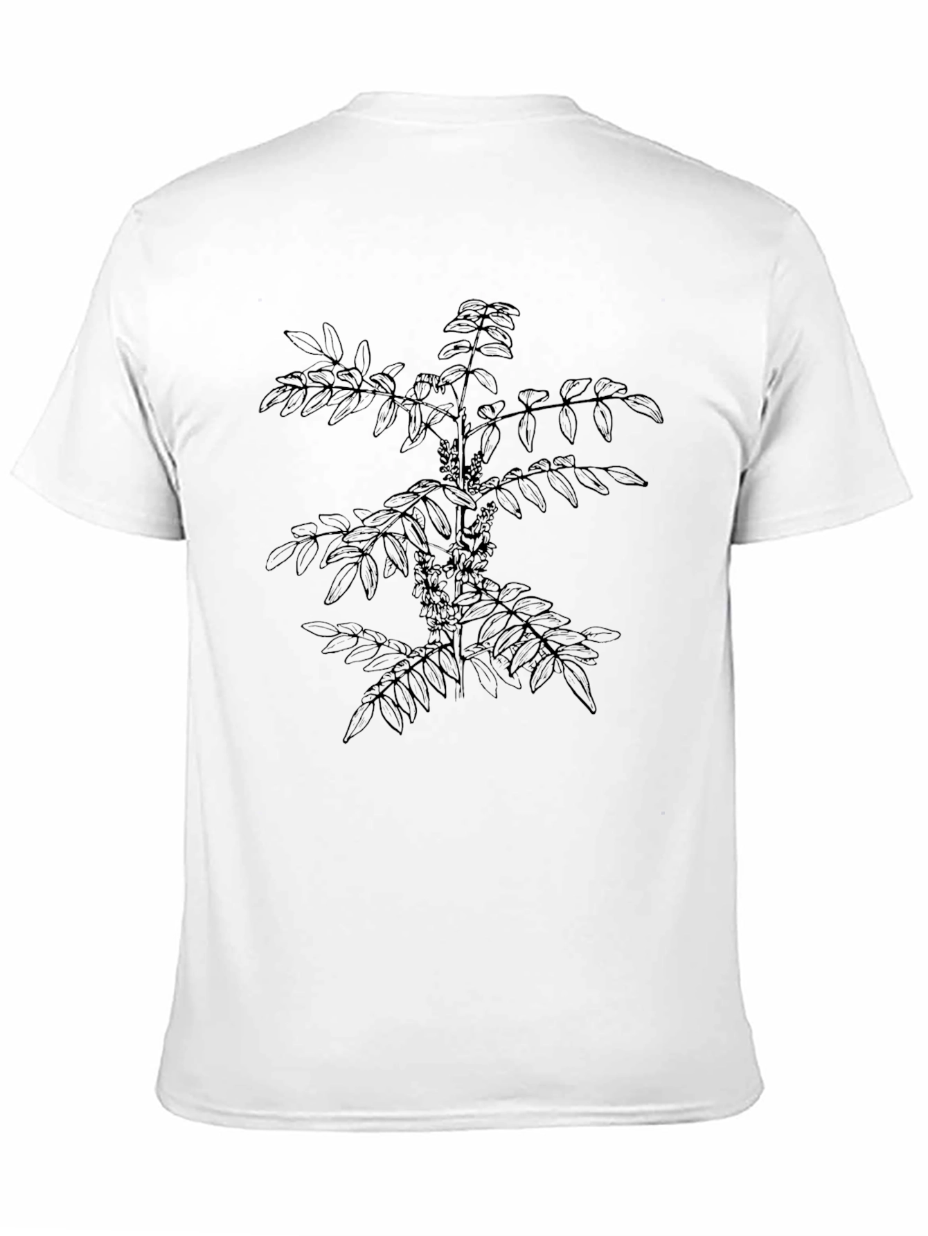 Botanical Print Black Tee - Nature Inspired Design