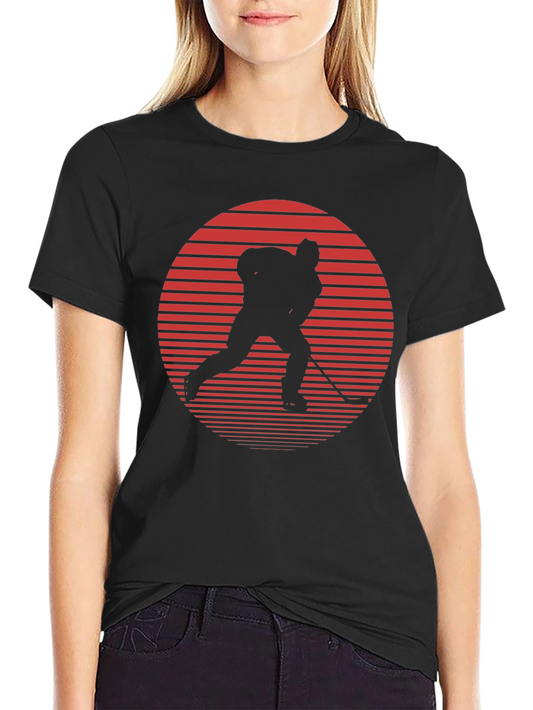 Hockey Player Graphic Tee - Retro Style