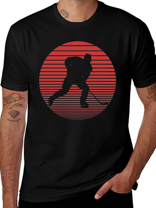 Hockey Player Graphic Tee - Retro Style