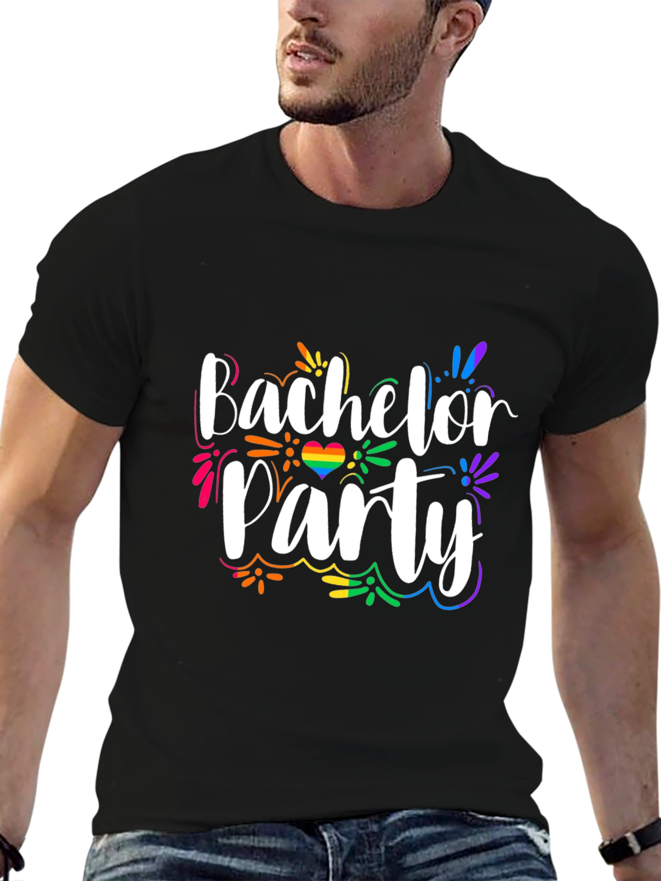 Bachelor Party Rainbow Graphic Tee