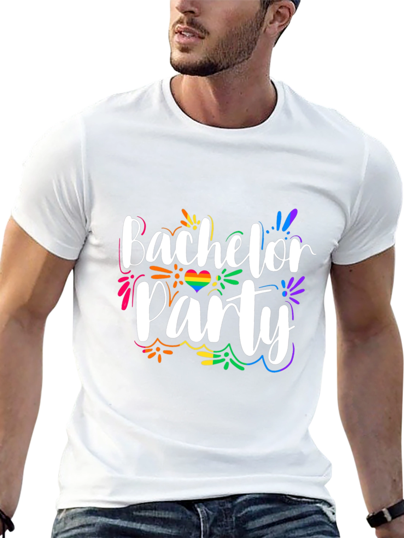 Bachelor Party Rainbow Graphic Tee