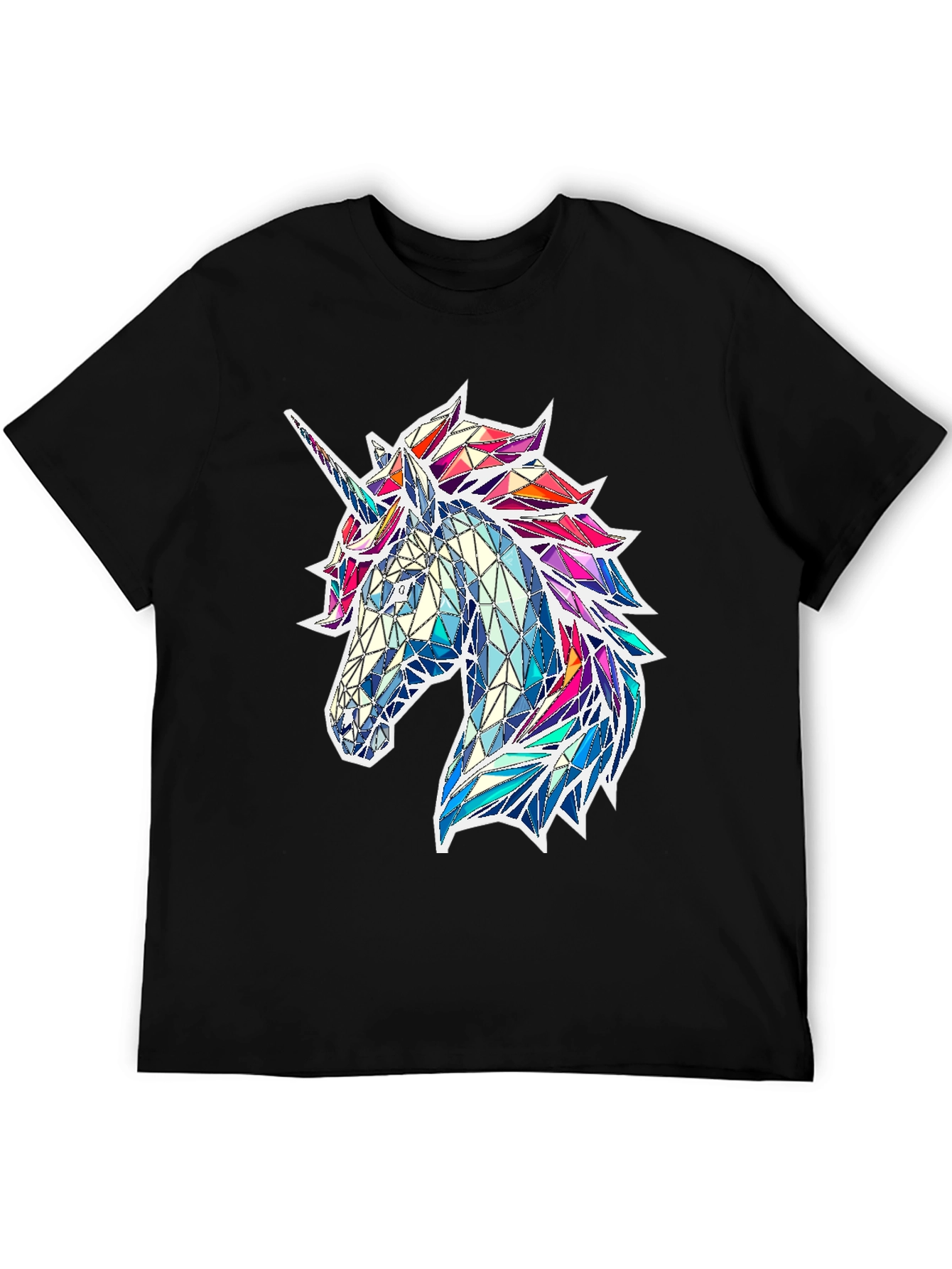 Geometric Unicorn Graphic Tee - Black