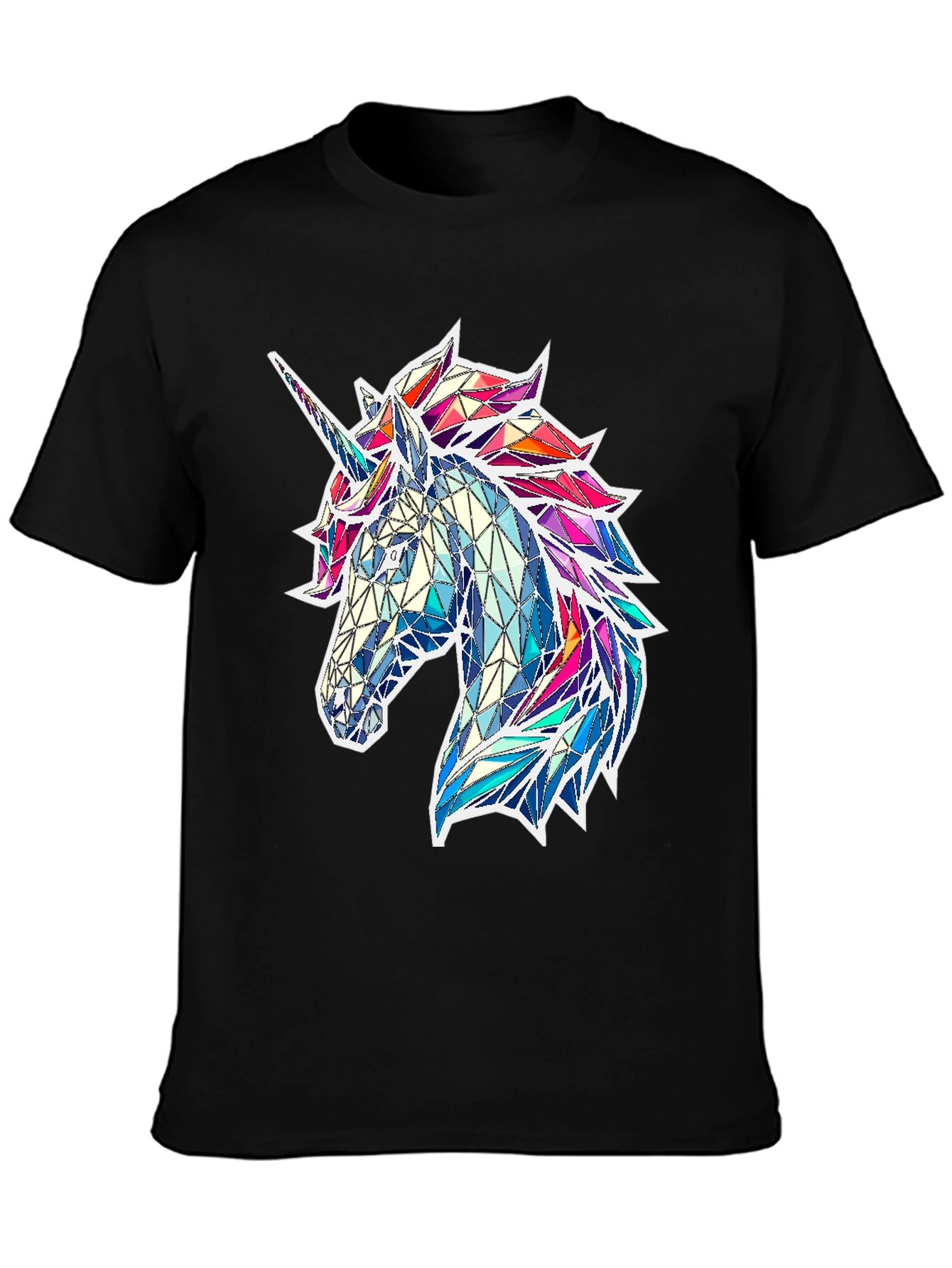 Geometric Unicorn Graphic Tee - Black