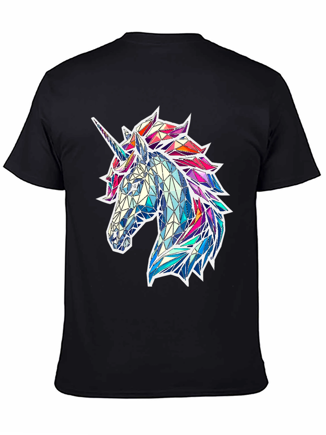 Geometric Unicorn Graphic Tee - Black